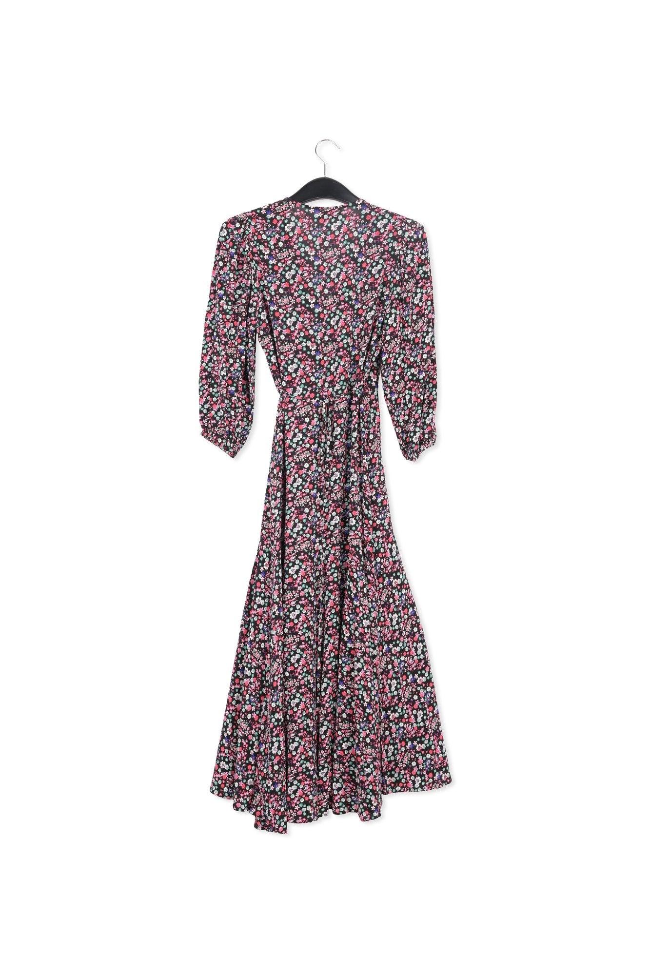 Robe maxi cache-cœur noire à imprimé floral RE—SSENTIEL | Essentiel second hand