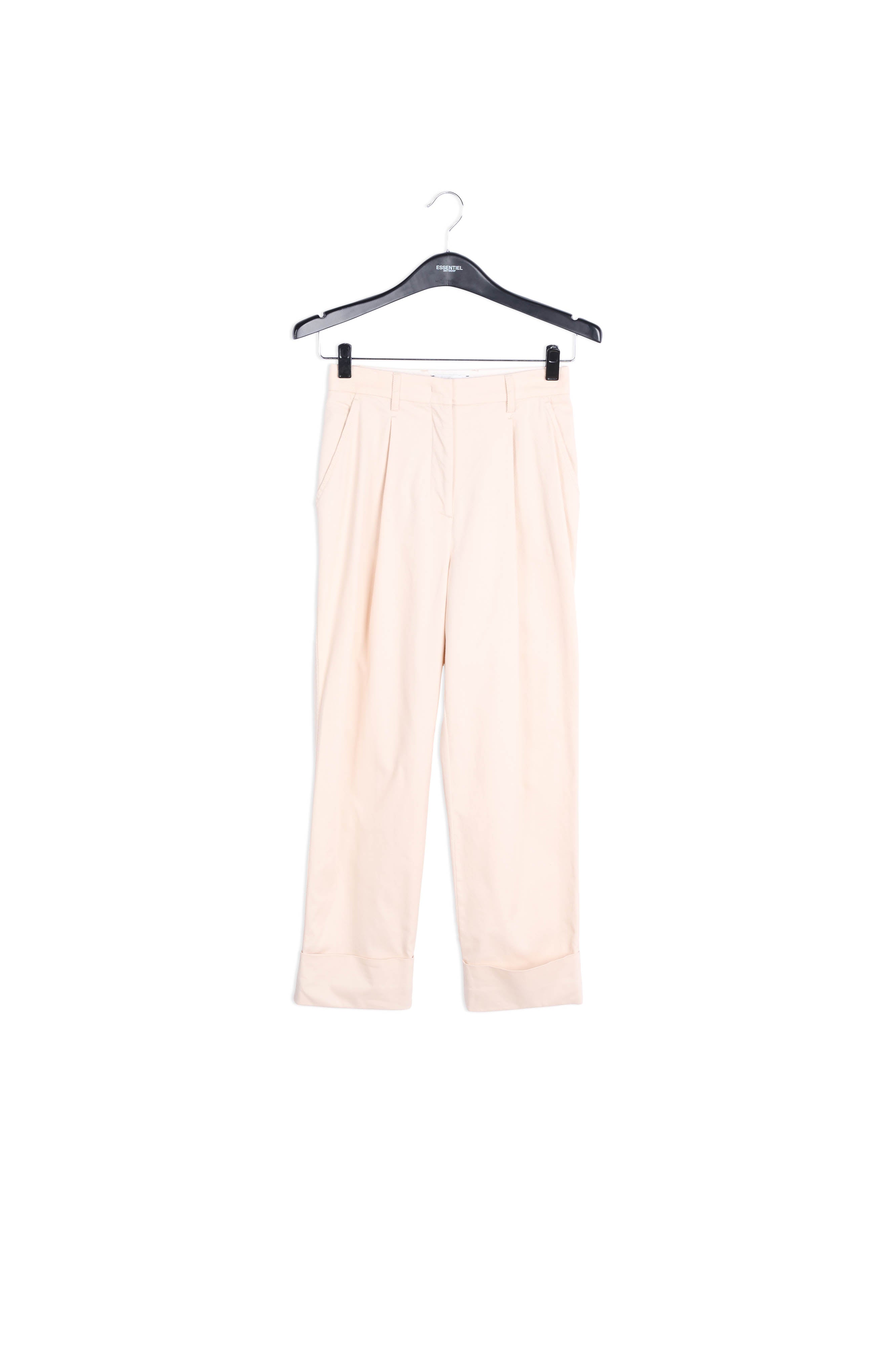 Beige katoenmix broek met rechte pijpen RE—SSENTIEL | Essentiel second hand