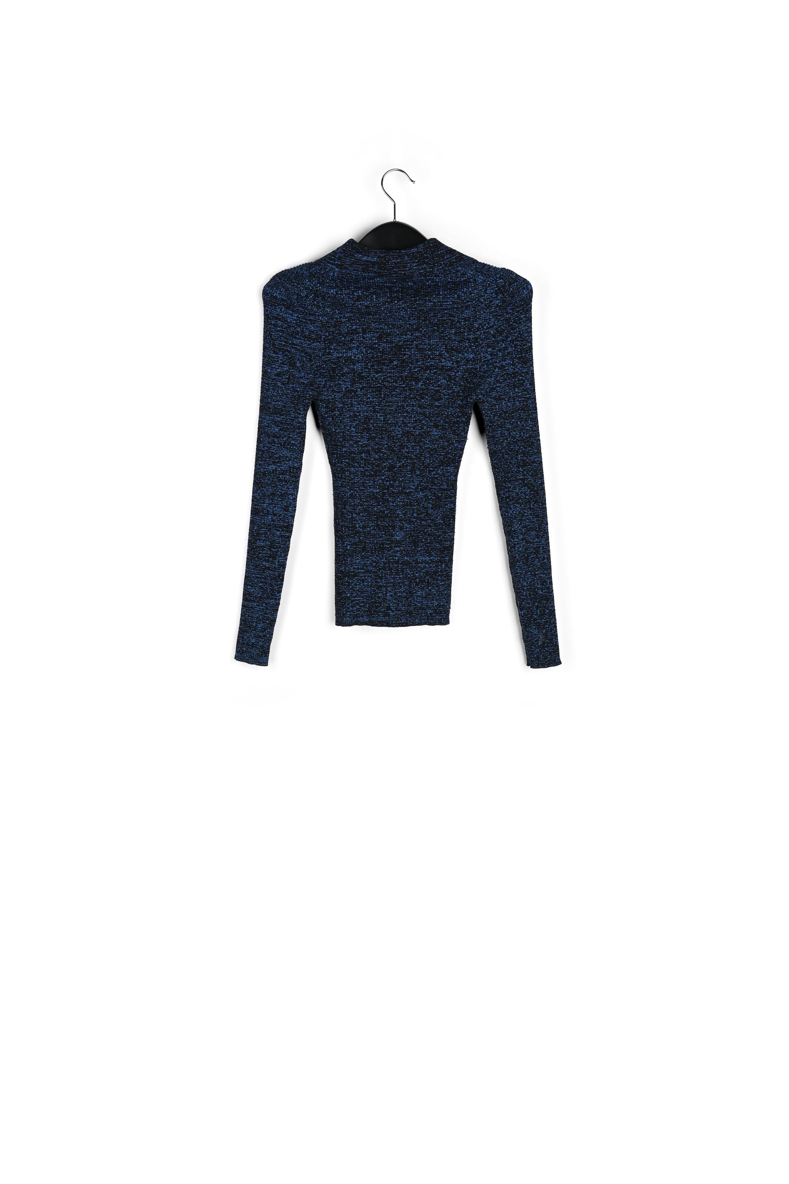 Blue and black mélange ribbed-knit sweater RE—SSENTIEL | Essentiel second hand