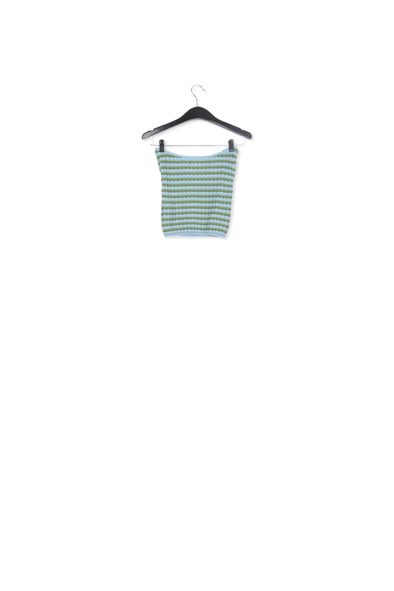 Top sans bretelles en tricot rayé bleu et vert RE—SSENTIEL | Essentiel second hand