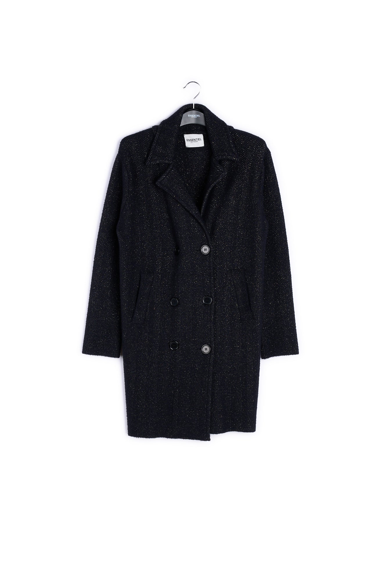 Black knitted coat RE—SSENTIEL | Essentiel second hand