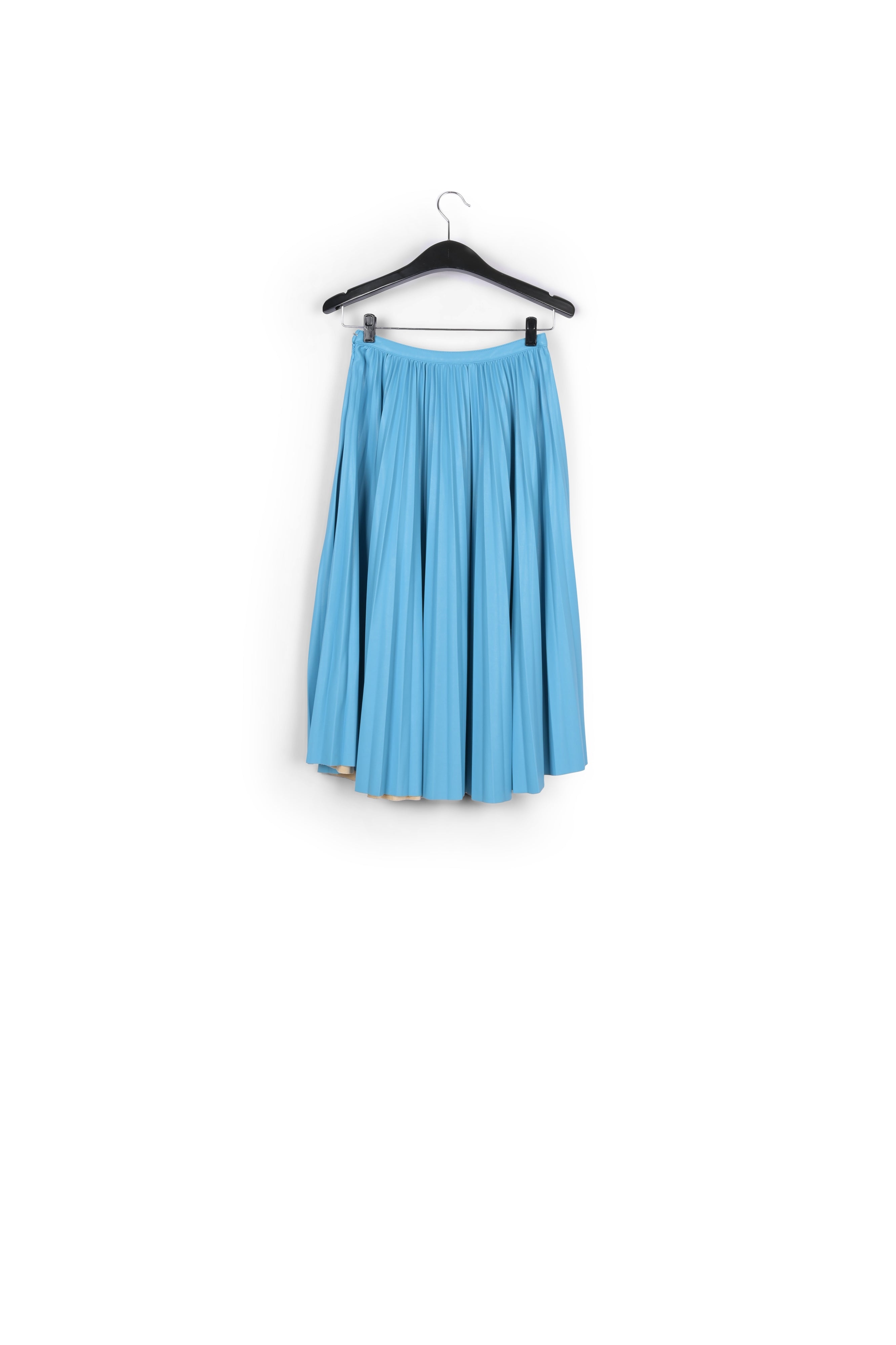 Blue faux leather plissé skirt RE—SSENTIEL | Essentiel second hand