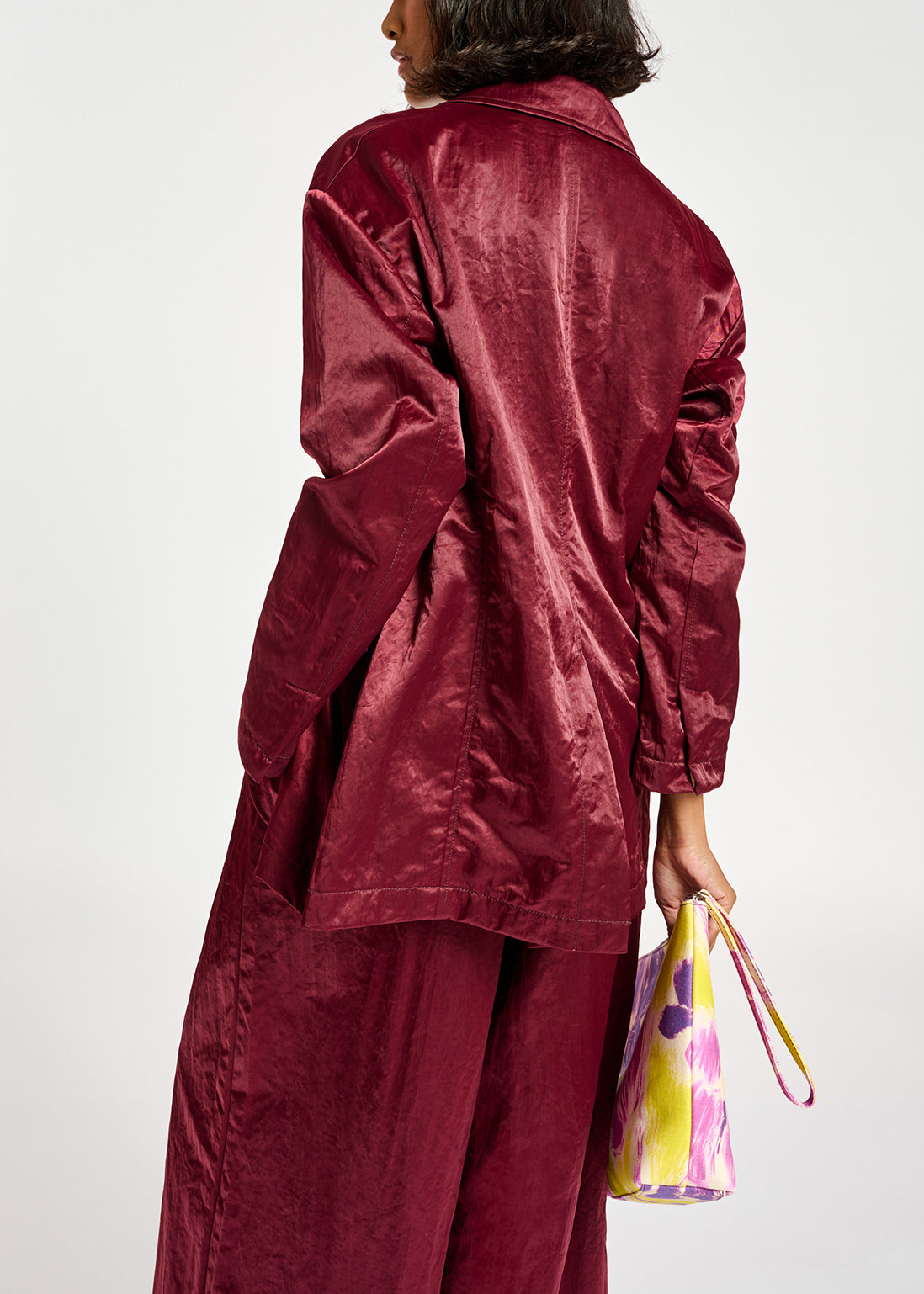 Blazer droit en satin bordeaux RE—SSENTIEL | Essentiel second hand