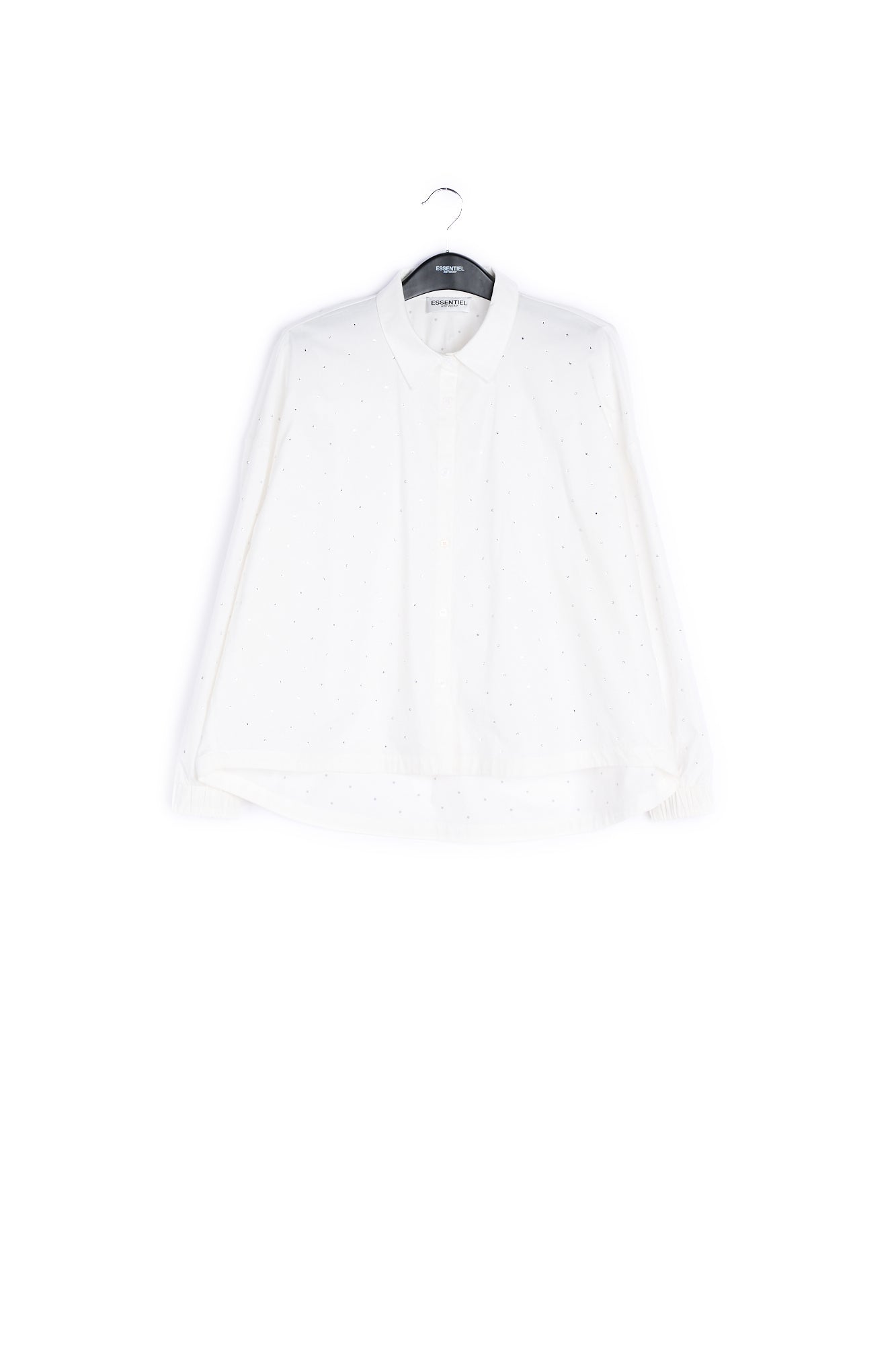 White oversized cotton-poplin shirt with rhinestones RE—SSENTIEL | Essentiel second hand