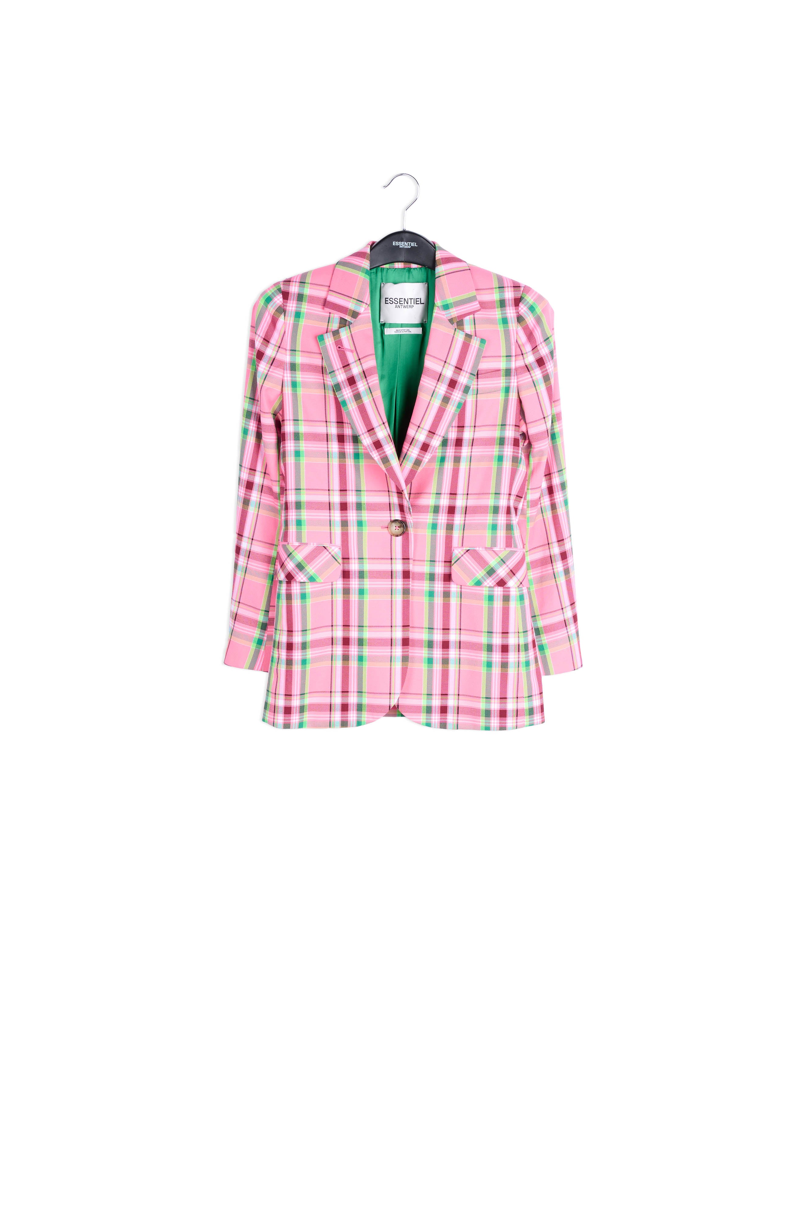 Pink plaid pattern blazer RE—SSENTIEL | Essentiel second hand