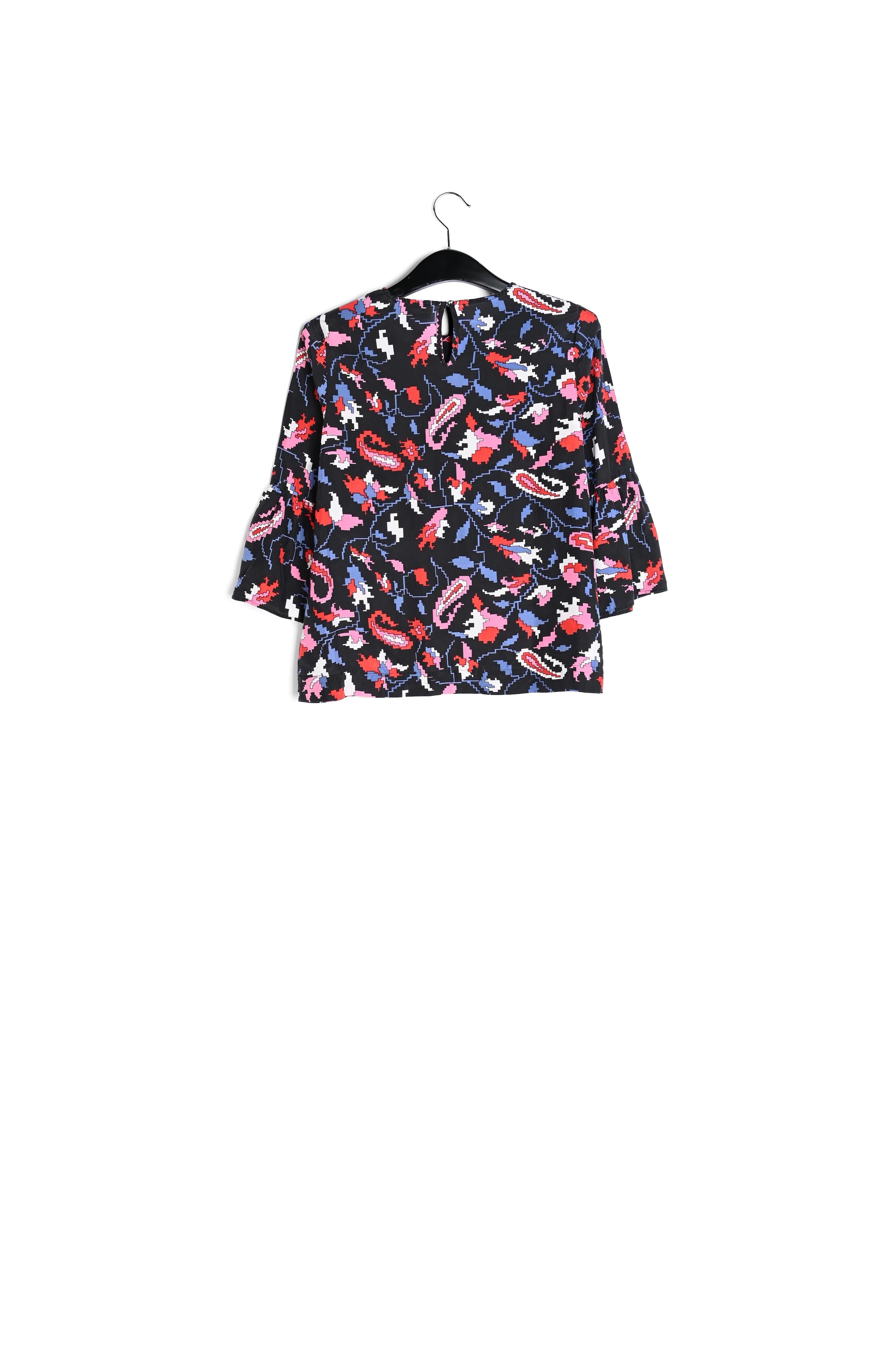 Blue silk Blouse with flower print RE—SSENTIEL | Essentiel second hand