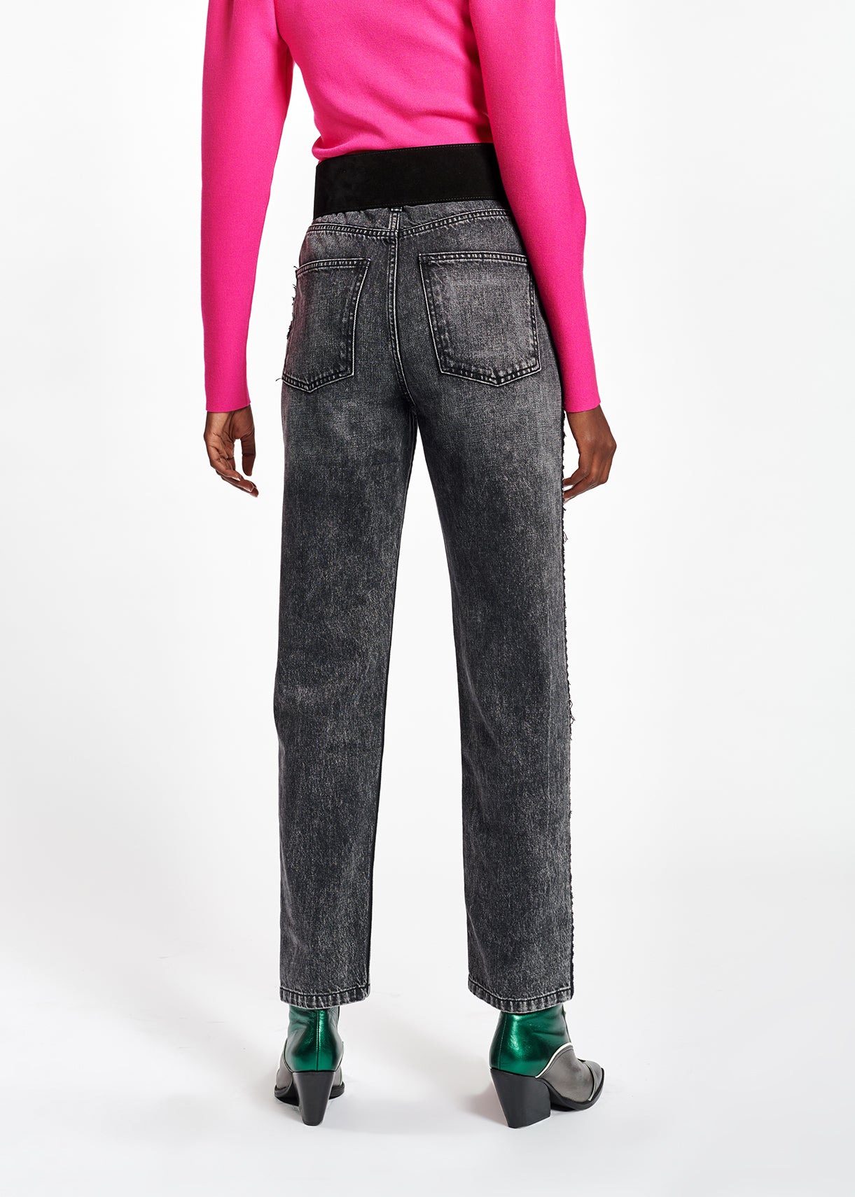 Donkergrijze jeans met rechte pijpen RE—SSENTIEL | Essentiel second hand