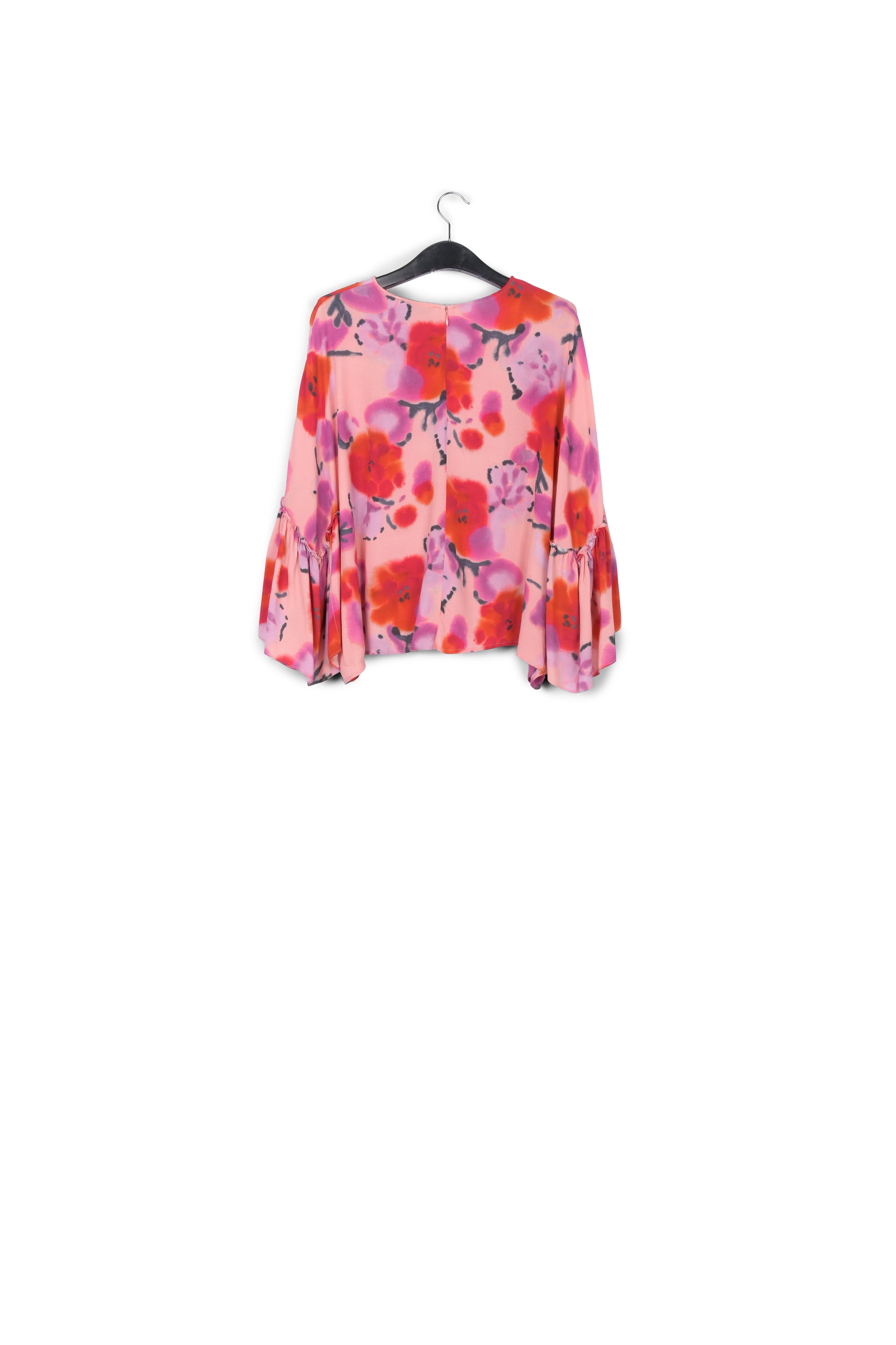 Top à fleurs rose clair, rouge et pourpre avec volants RE—SSENTIEL | Essentiel second hand