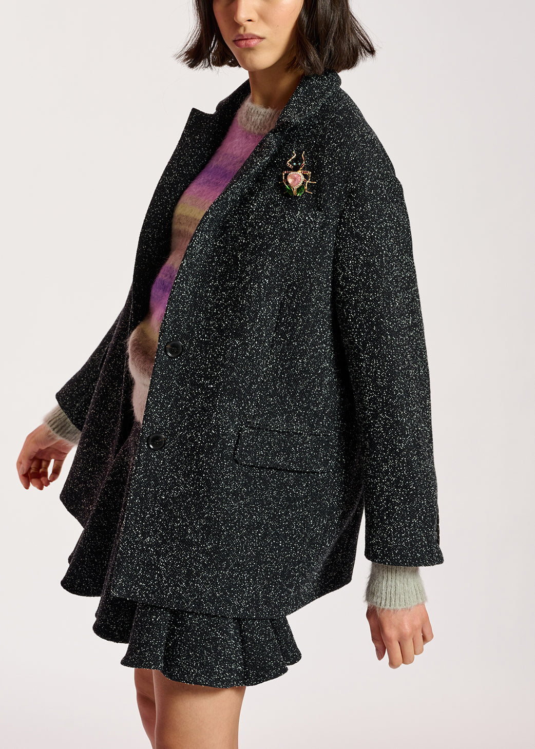Black oversized bouclé blazer RE—SSENTIEL | Essentiel second hand
