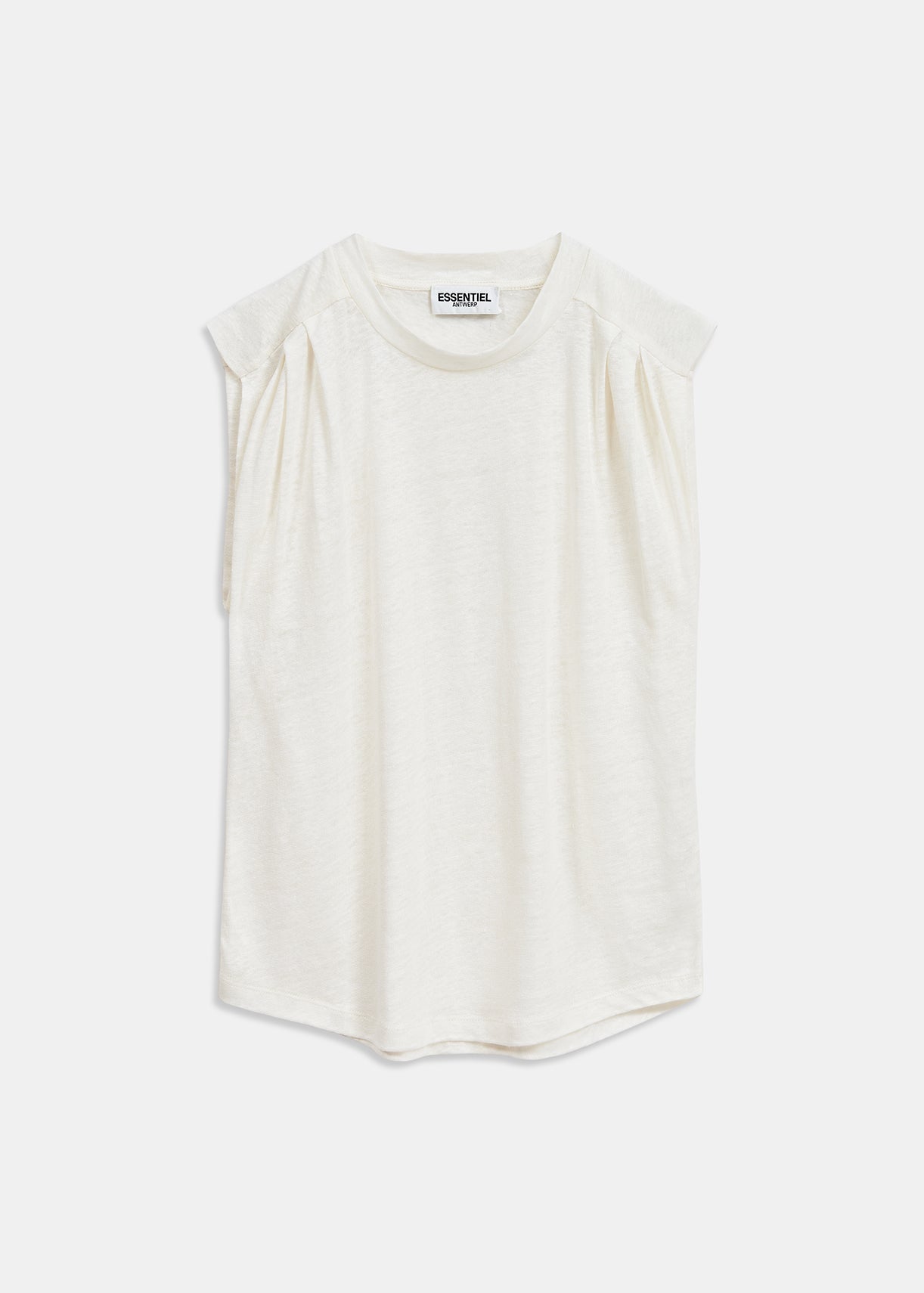 Off-white linen sleeveless T-shirt RE—SSENTIEL | Essentiel second hand