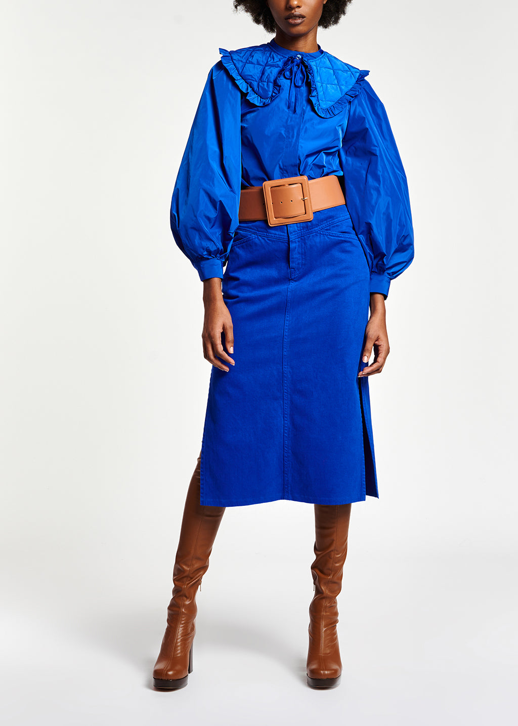 Blue high-waisted pencil skirt RE—SSENTIEL | Essentiel second hand