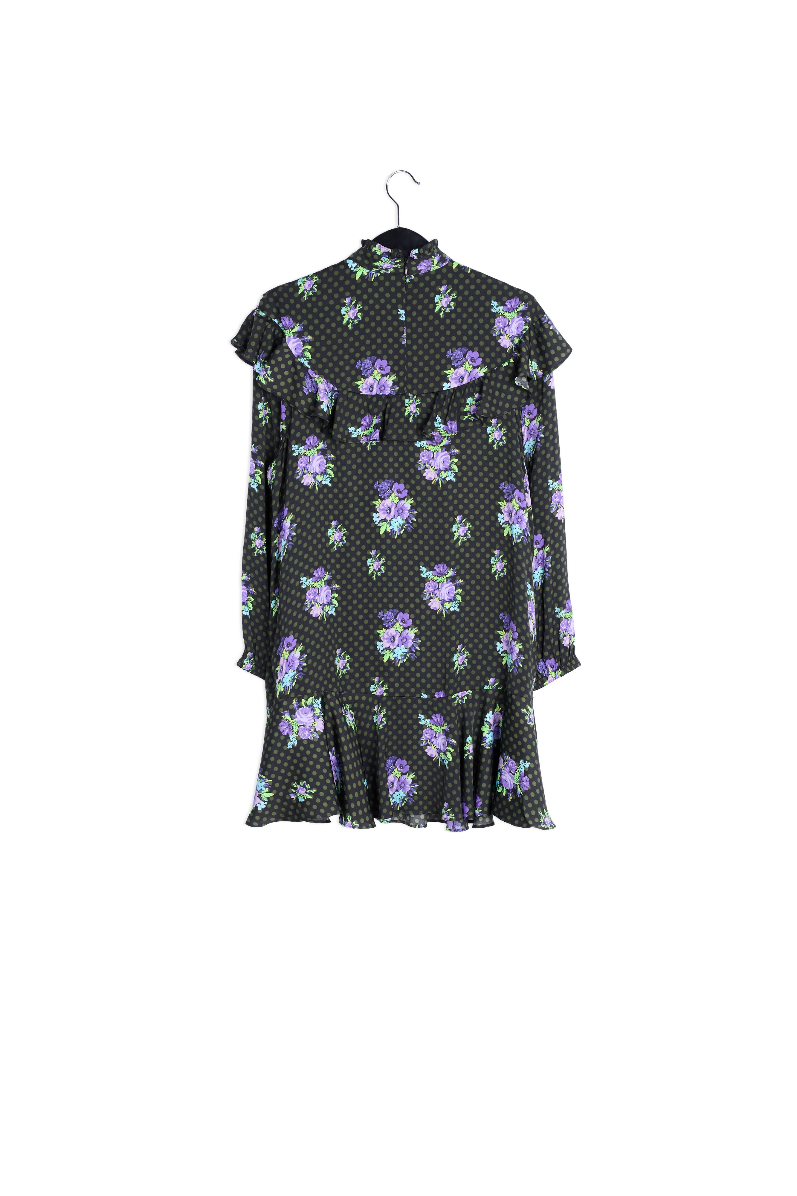 Black and purple ruffled a-line dress RE—SSENTIEL | Essentiel second hand