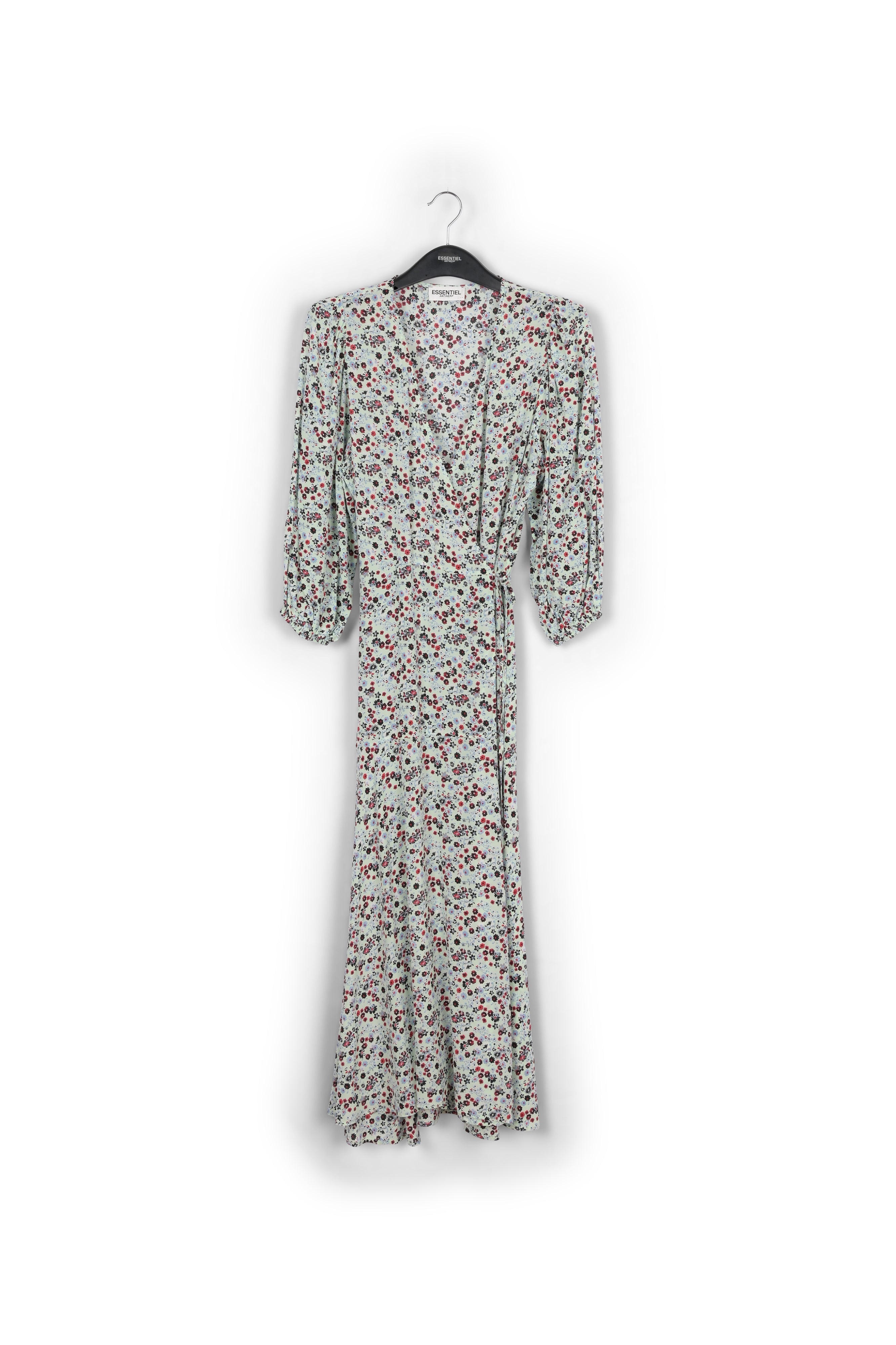 Mint green floral-print wrap maxi dress RE—SSENTIEL | Essentiel second hand