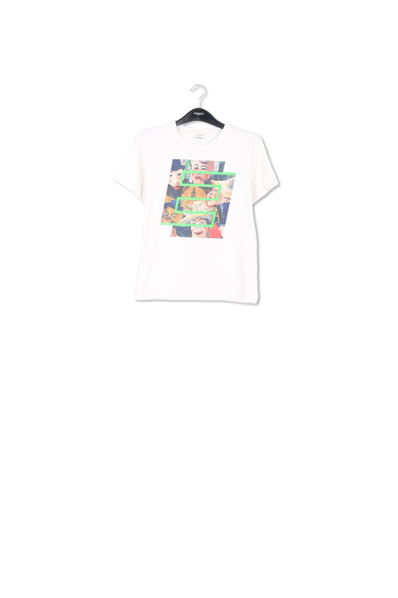 White cotton-jersey 'The Intrigue' T-shirt - collaboration with KMSKA RE—SSENTIEL | Essentiel second hand