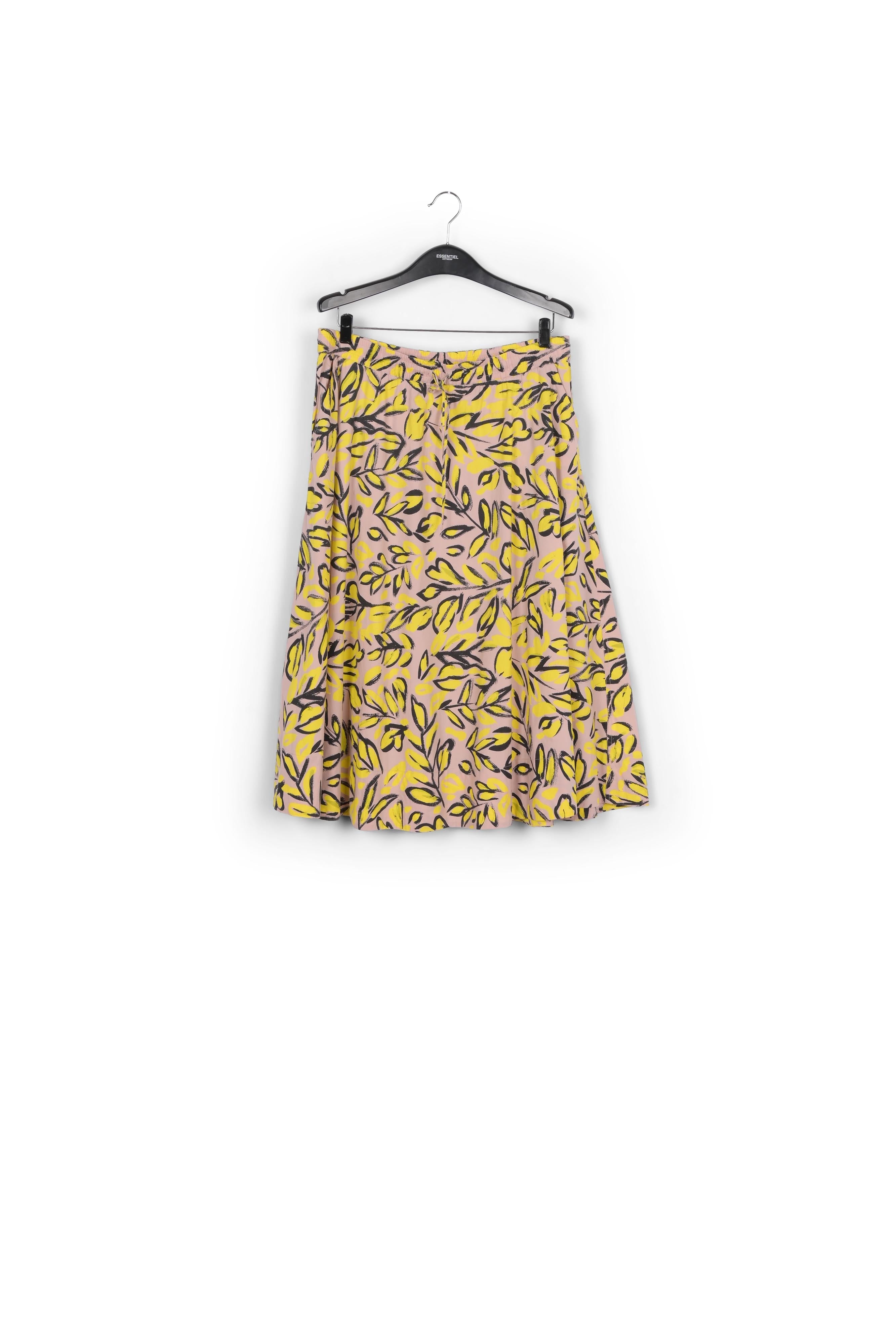 Beige midi skirt with floral print RE—SSENTIEL | Essentiel second hand