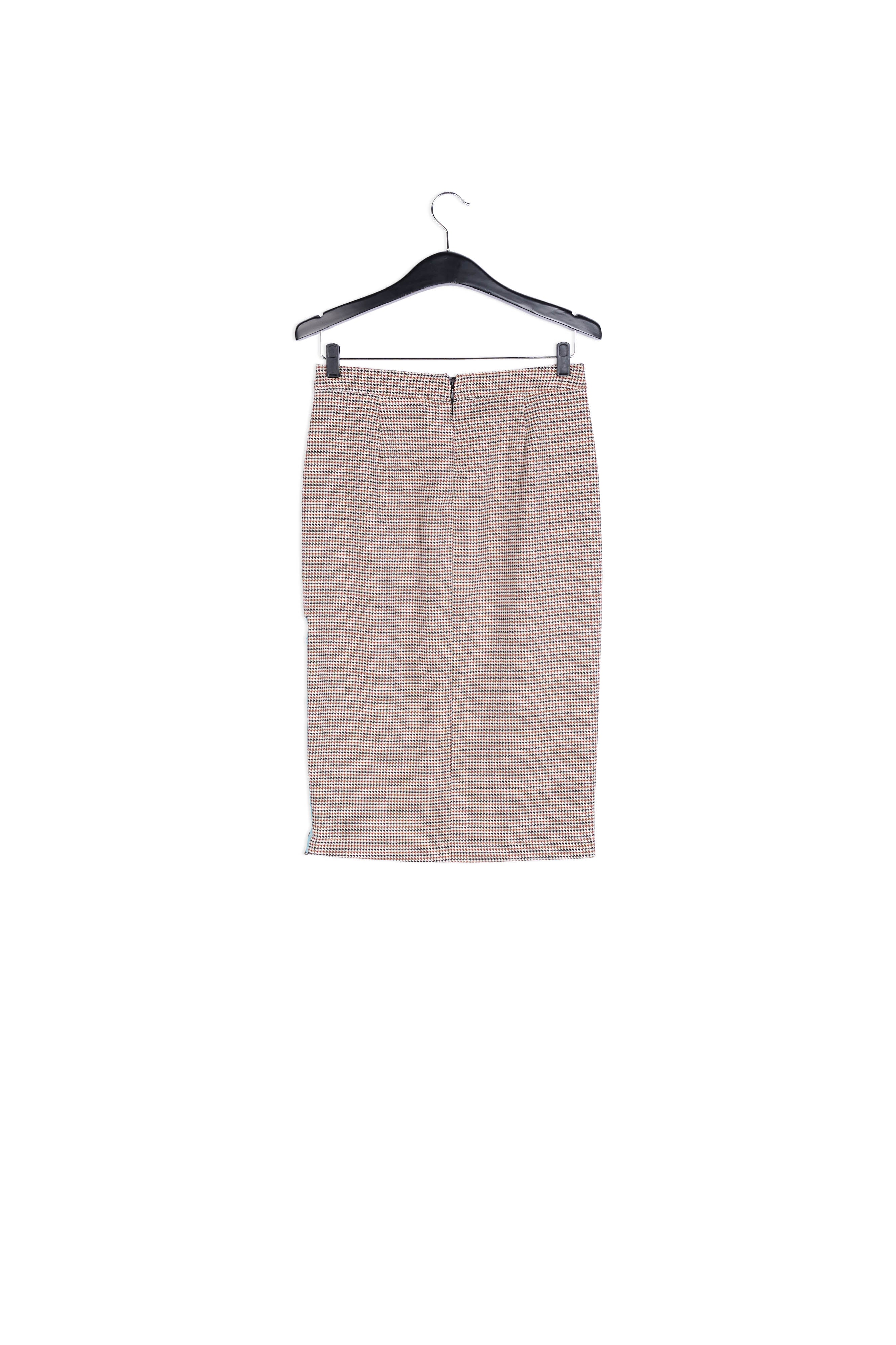 Jupe pinceau pied-de-poule marron avec fente RE—SSENTIEL | Essentiel second hand