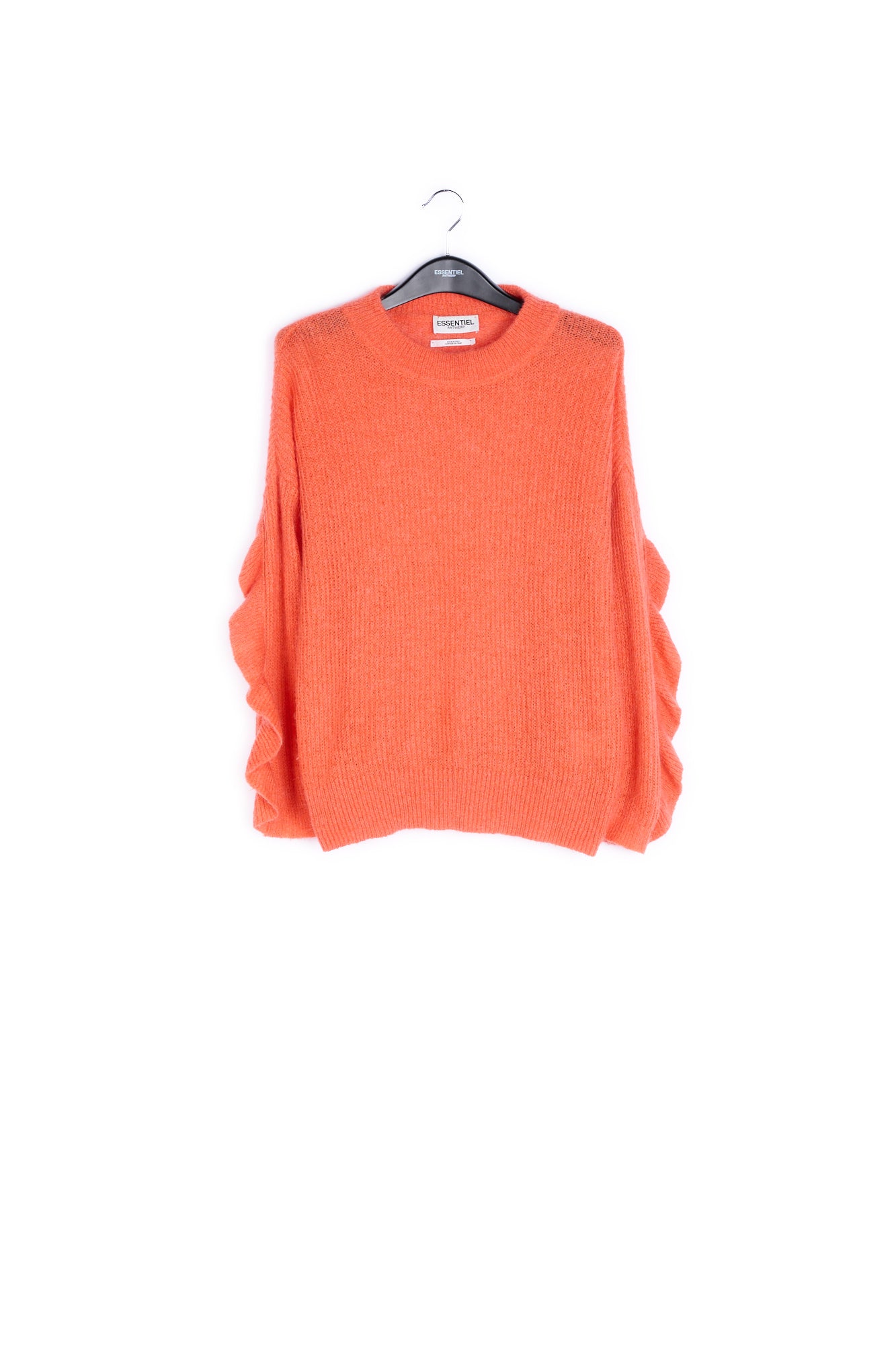 Soft mohair ruffled sweater in light orange RE—SSENTIEL | Essentiel second hand