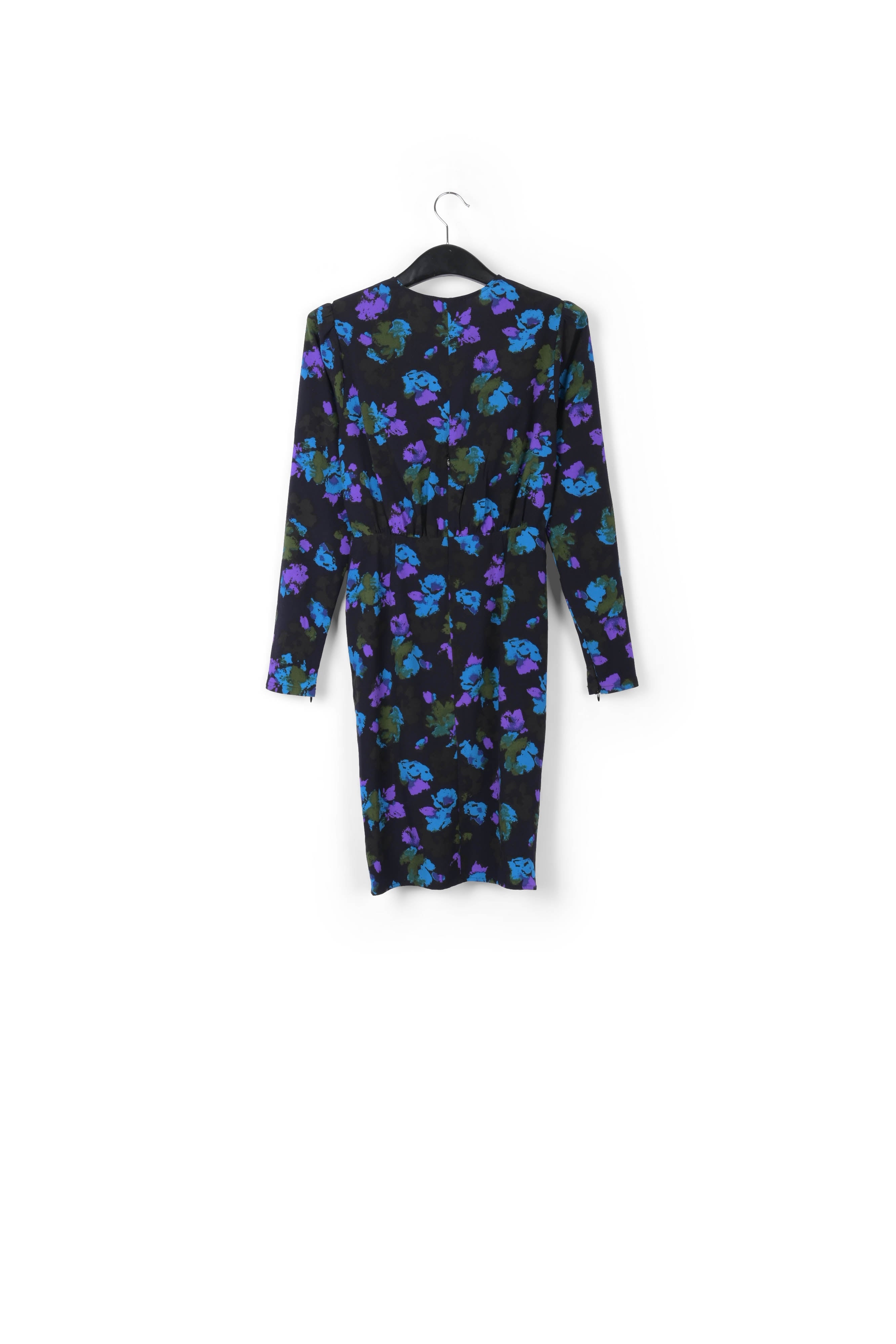 Robe midi cache-cœur noire et bleue RE—SSENTIEL | Essentiel second hand