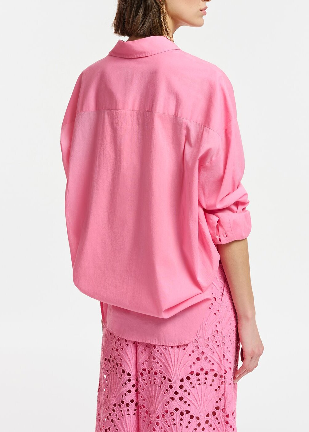 Pink oversized cotton-voile shirt RE—SSENTIEL | Essentiel second hand