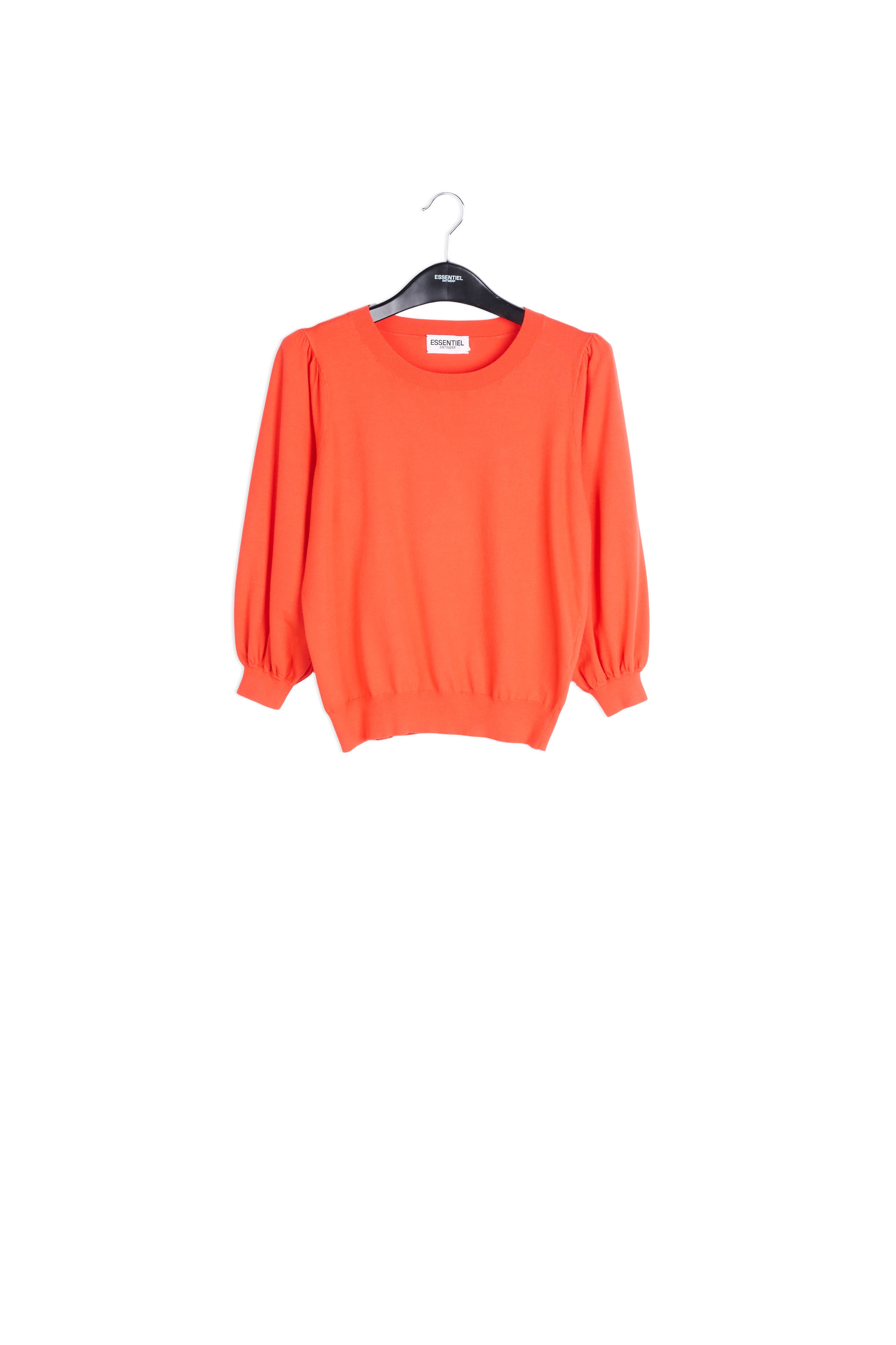 Red knit sweater with puffed shoulders RE—SSENTIEL | Essentiel second hand