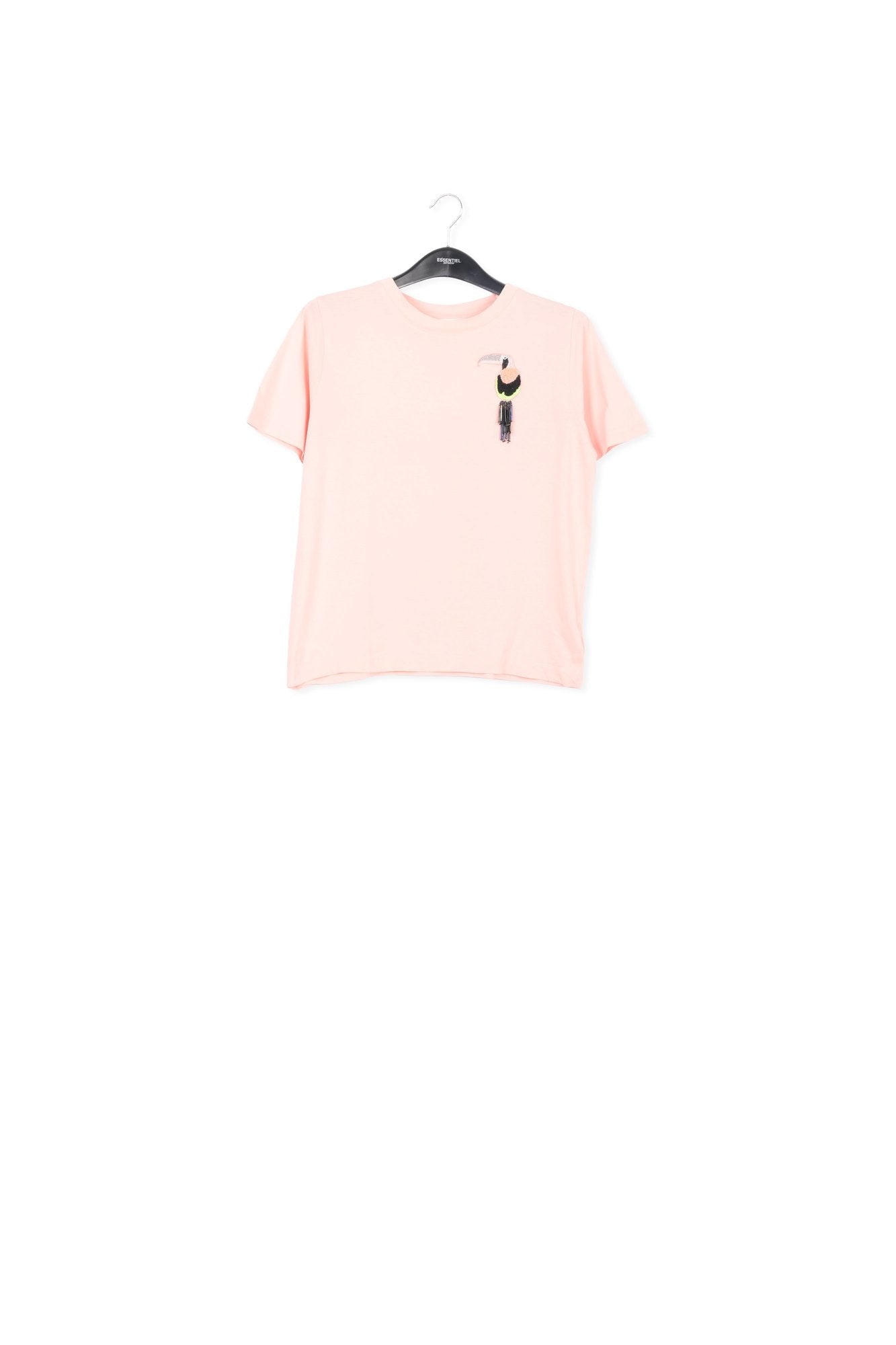 Light pink cotton toucan embroidered t-shirt RE—SSENTIEL | Essentiel second hand
