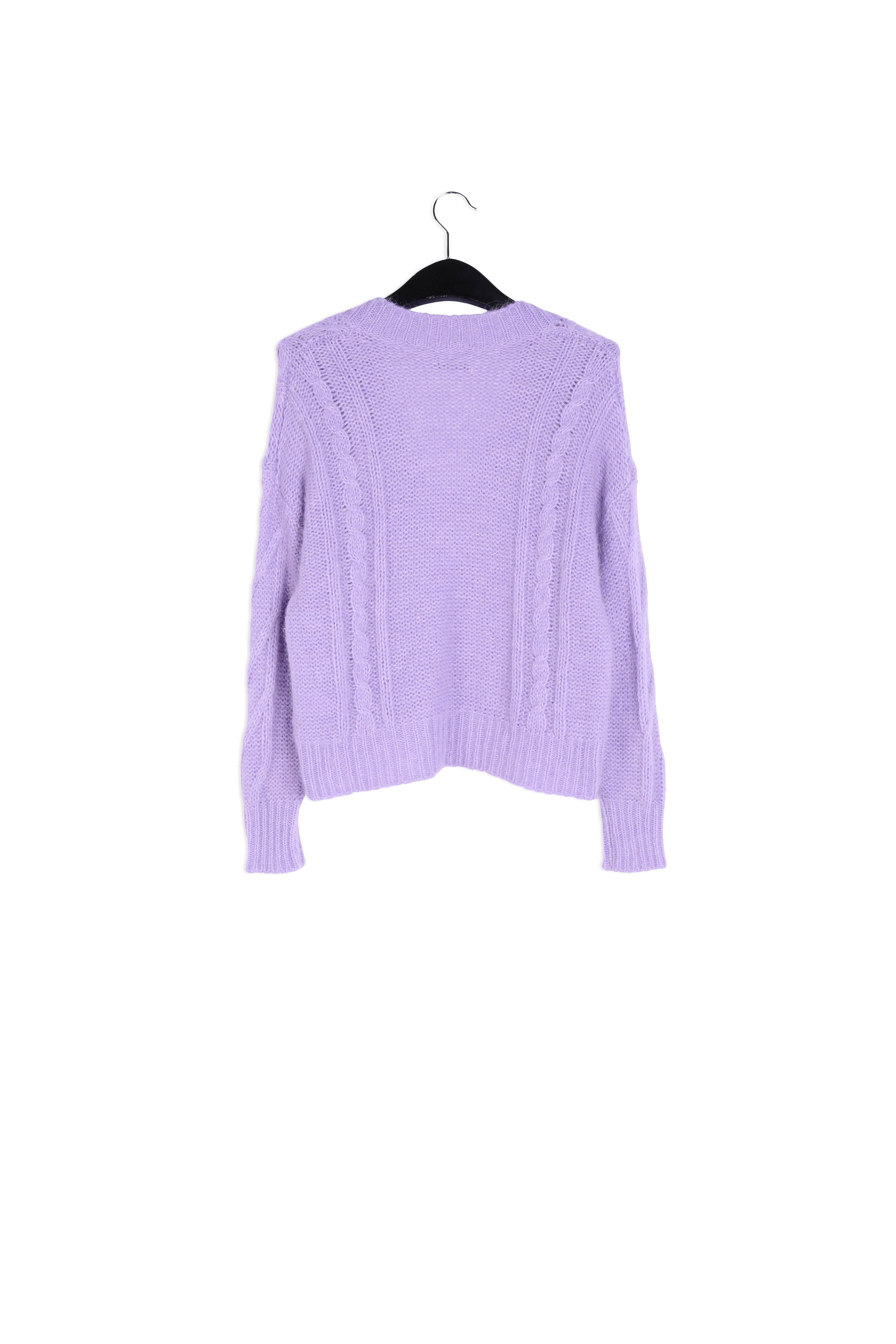 Lilac cable-knit V-neck sweater RE—SSENTIEL | Essentiel second hand