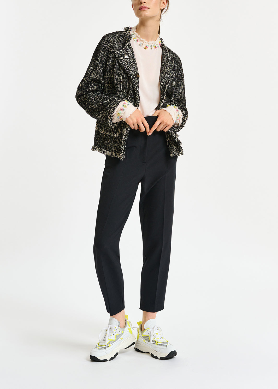 Black and white tweed jacket RE—SSENTIEL | Essentiel second hand