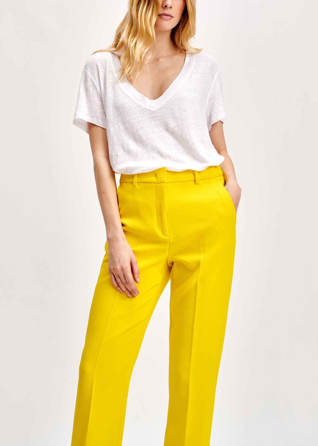 White linen v-neck t-shirt RE—SSENTIEL | Essentiel second hand