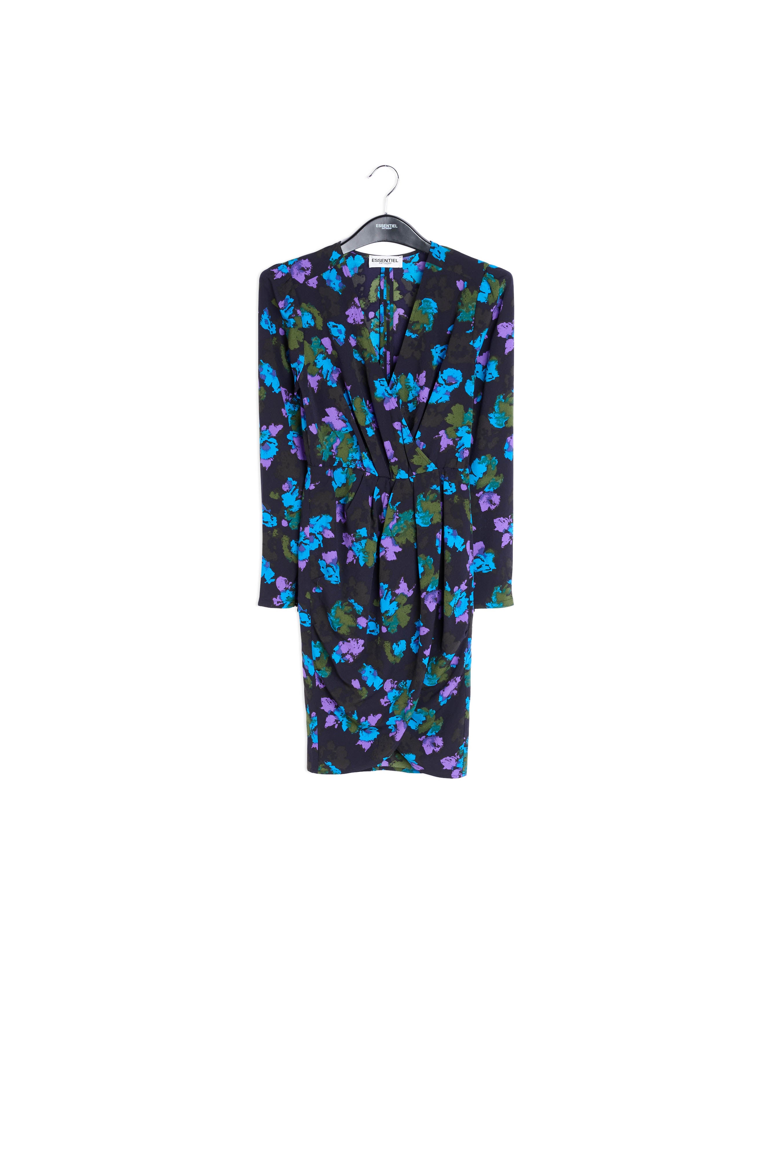 Black and red wrap effect midi dress RE—SSENTIEL | Essentiel second hand