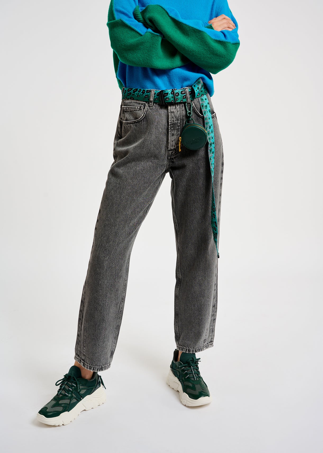 Grijze enkeljeans met hoge taille RE—SSENTIEL | Essentiel second hand