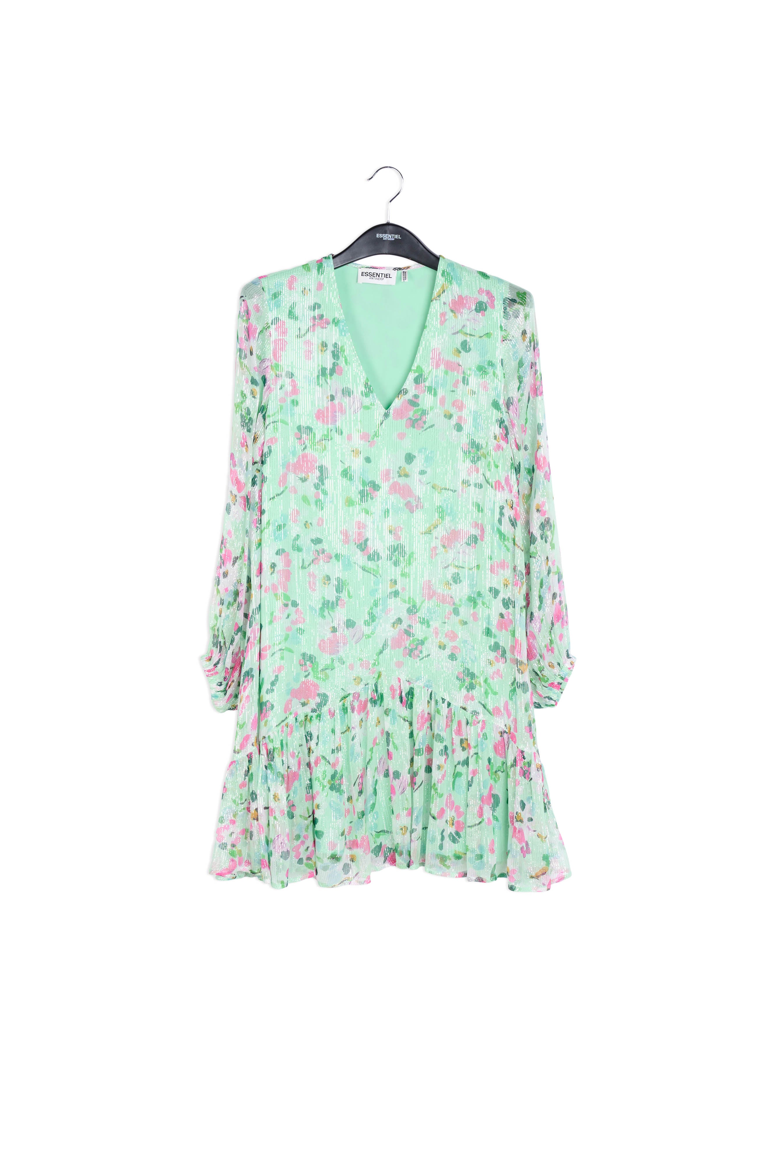 Robe trapèze vert menthe à imprimé floral RE—SSENTIEL | Essentiel second hand