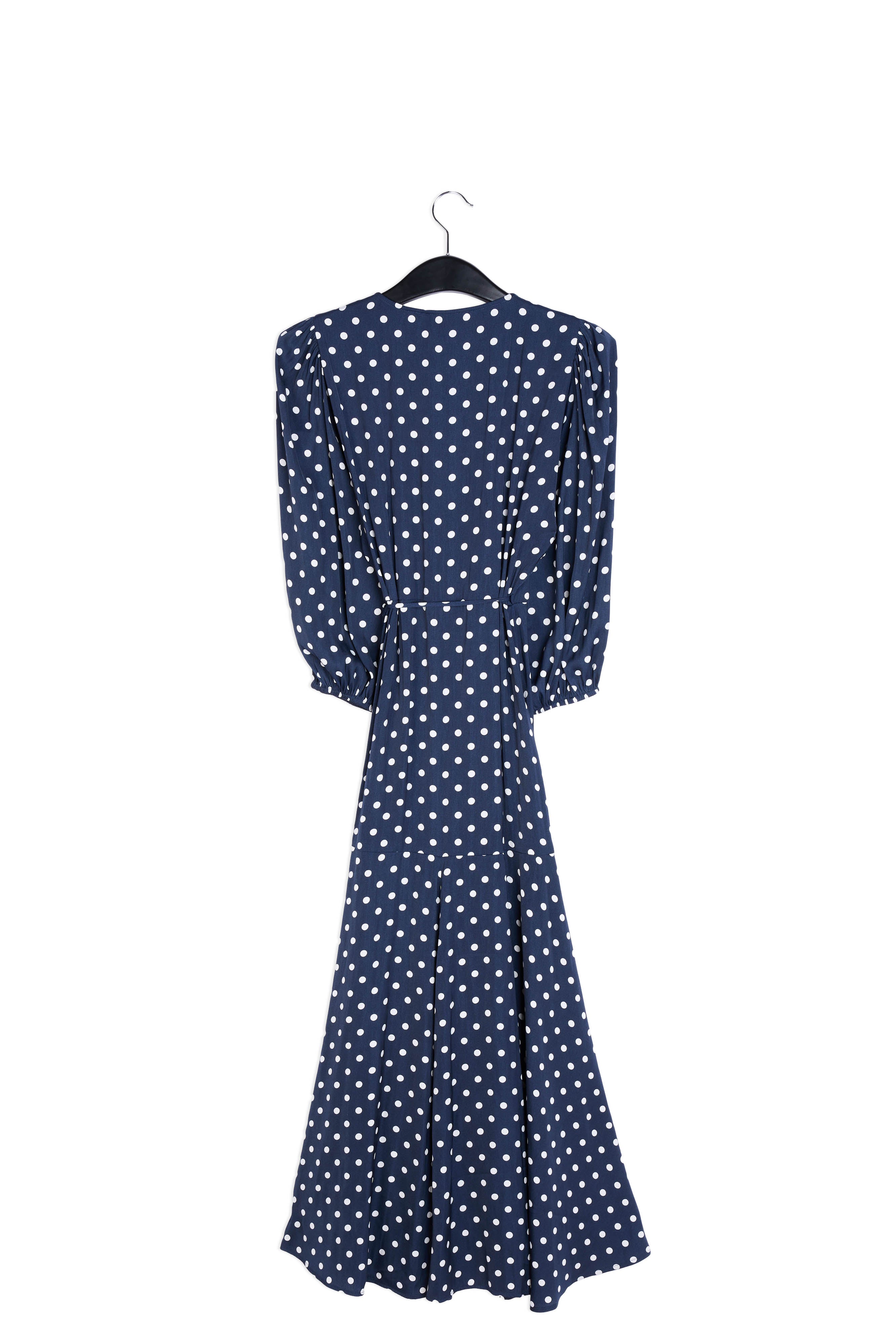 Dark blue polka dot wrap maxi dress RE—SSENTIEL | Essentiel second hand
