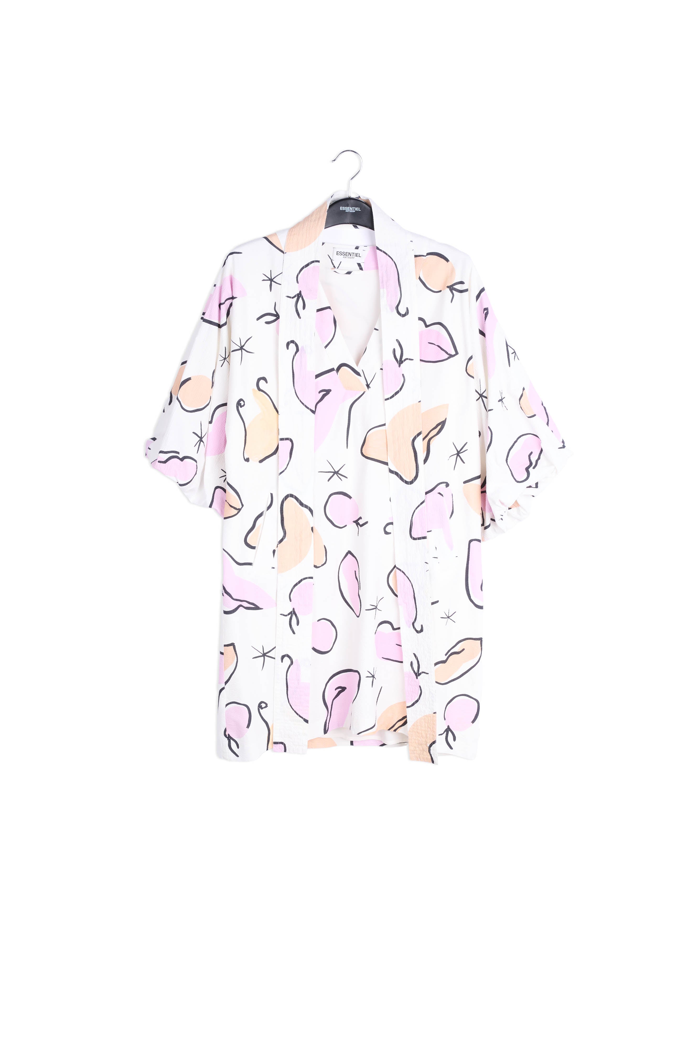 Witte mini-jurk met abstracte print RE—SSENTIEL | Essentiel second hand