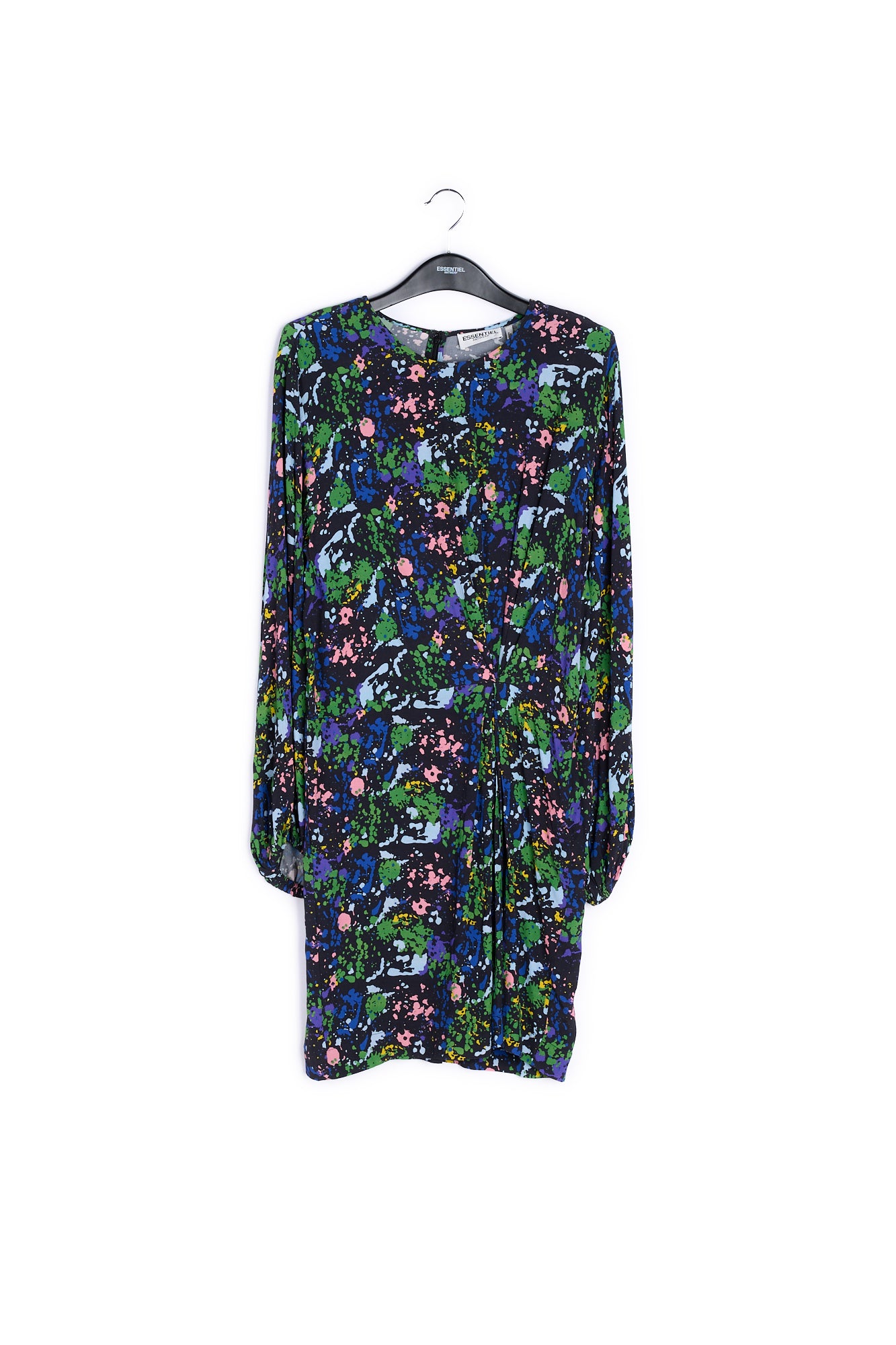 Black and blue floral print mini dress RE—SSENTIEL | Essentiel second hand