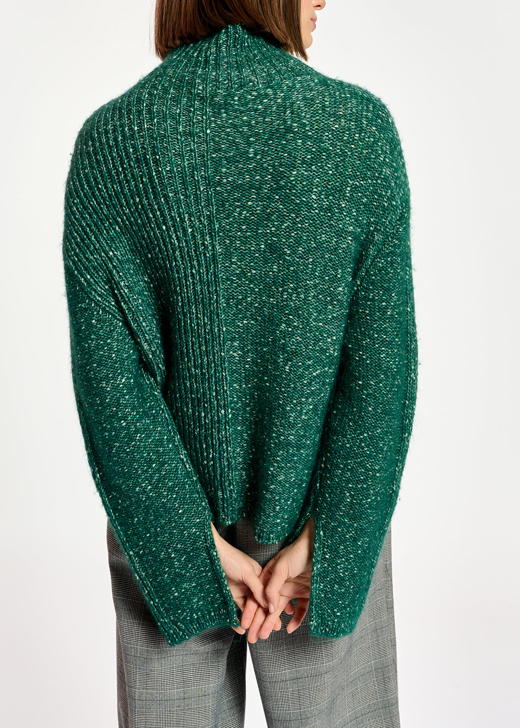 Pull à col roulé en tricot vert foncé mêlé RE—SSENTIEL | Essentiel second hand