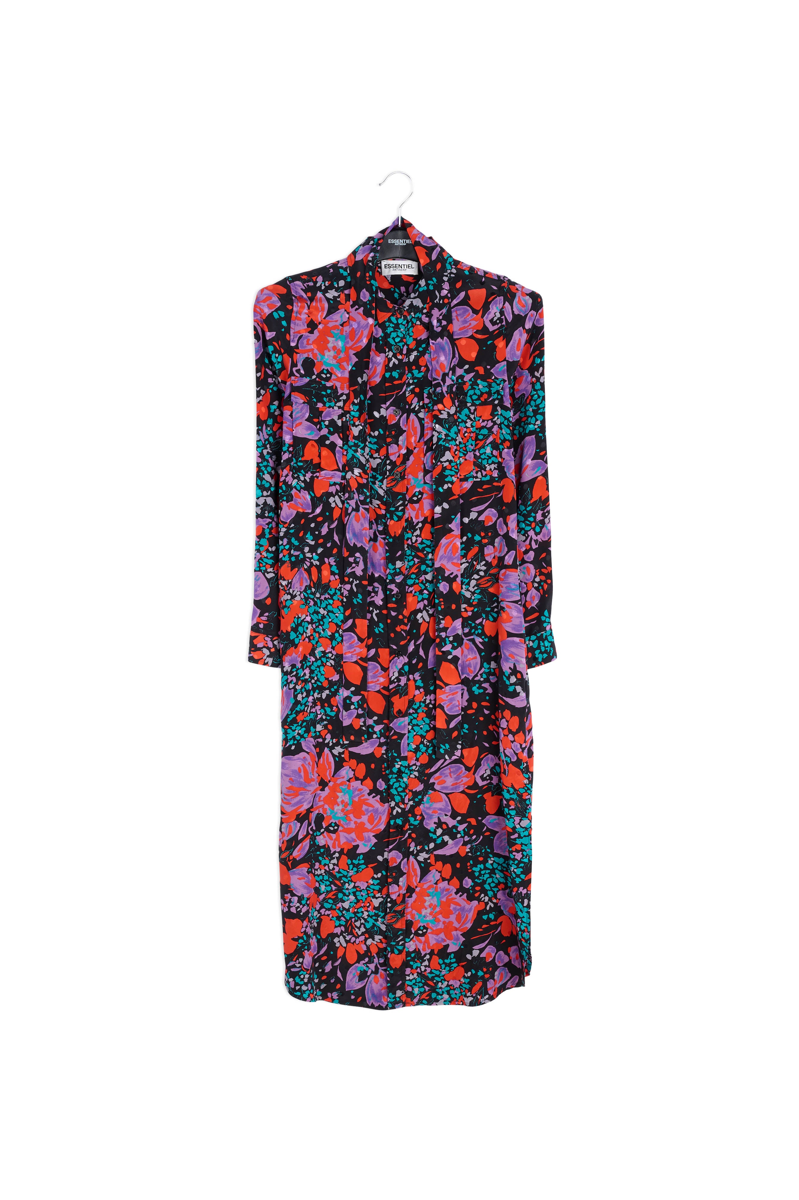 Black silk jacquard shirt dress RE—SSENTIEL | Essentiel second hand