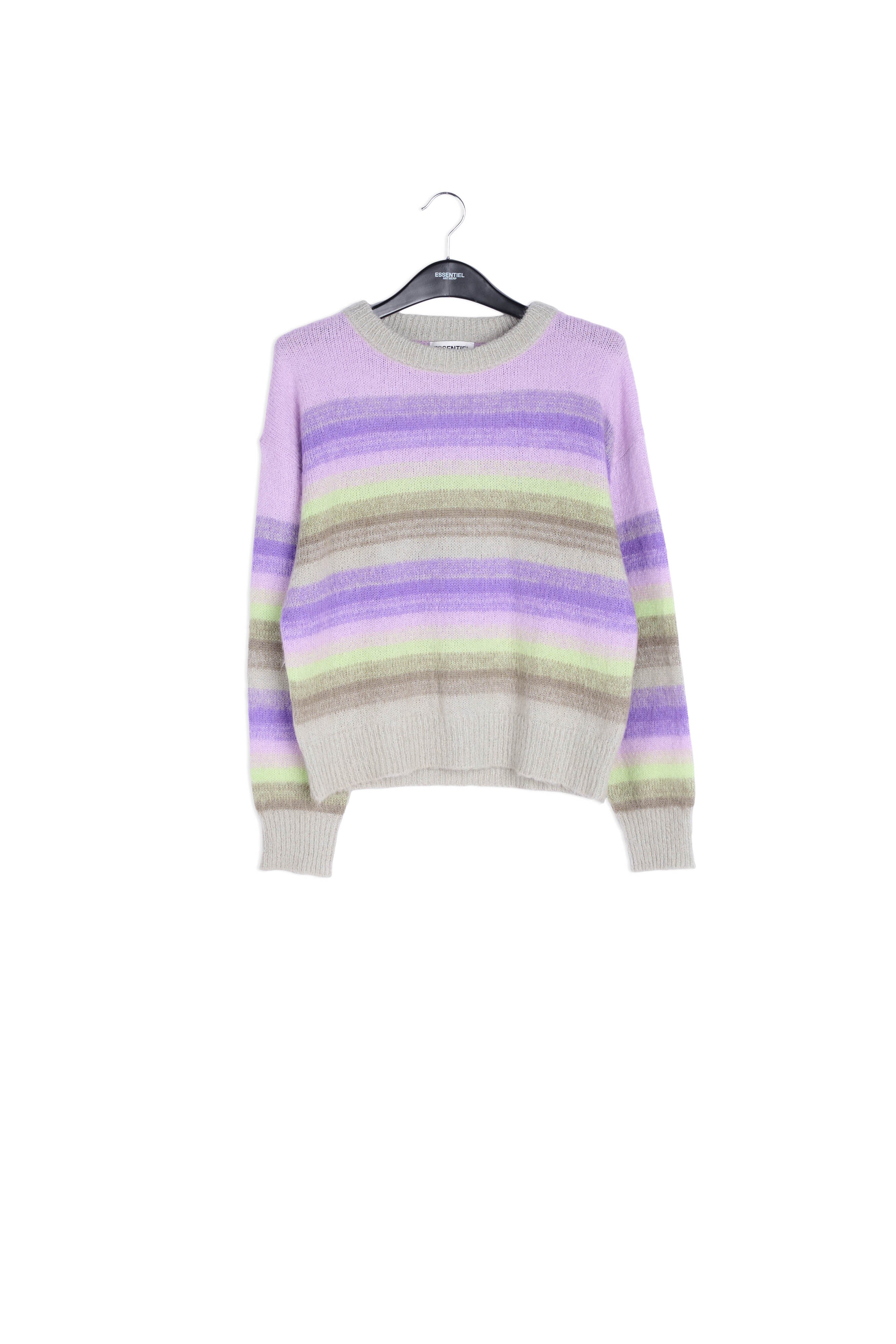 Purple, mint green and beige striped knit sweater RE—SSENTIEL | Essentiel second hand