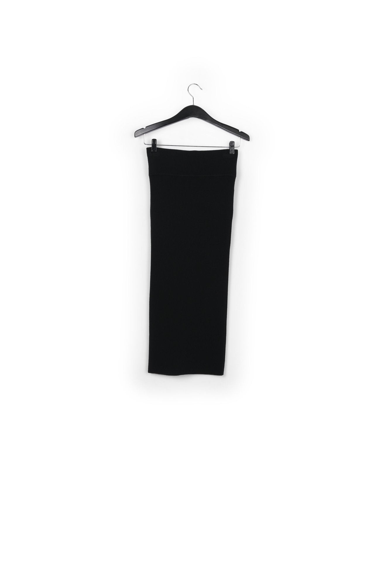 Zwarte ribgebreide midirok RE—SSENTIEL | Essentiel second hand