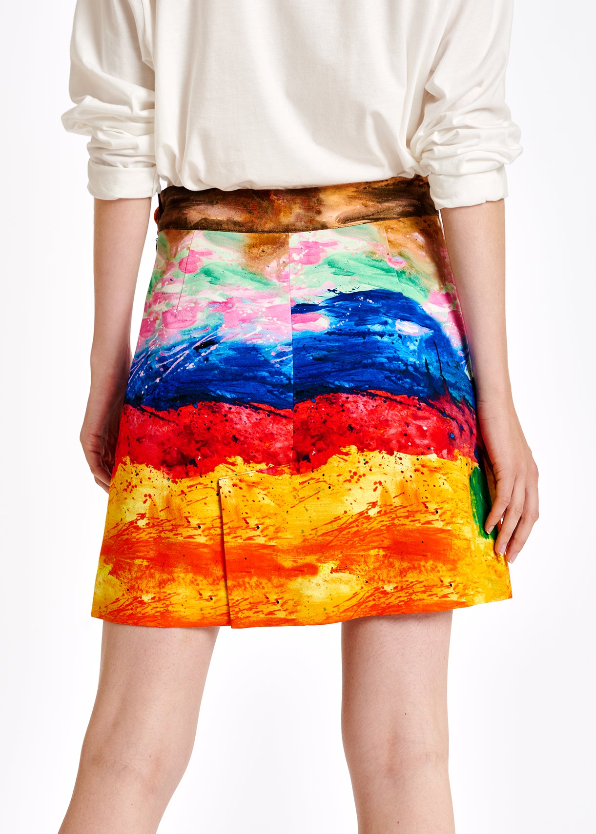 Colorful paint stroke print A-line mini skirt RE—SSENTIEL | Essentiel second hand