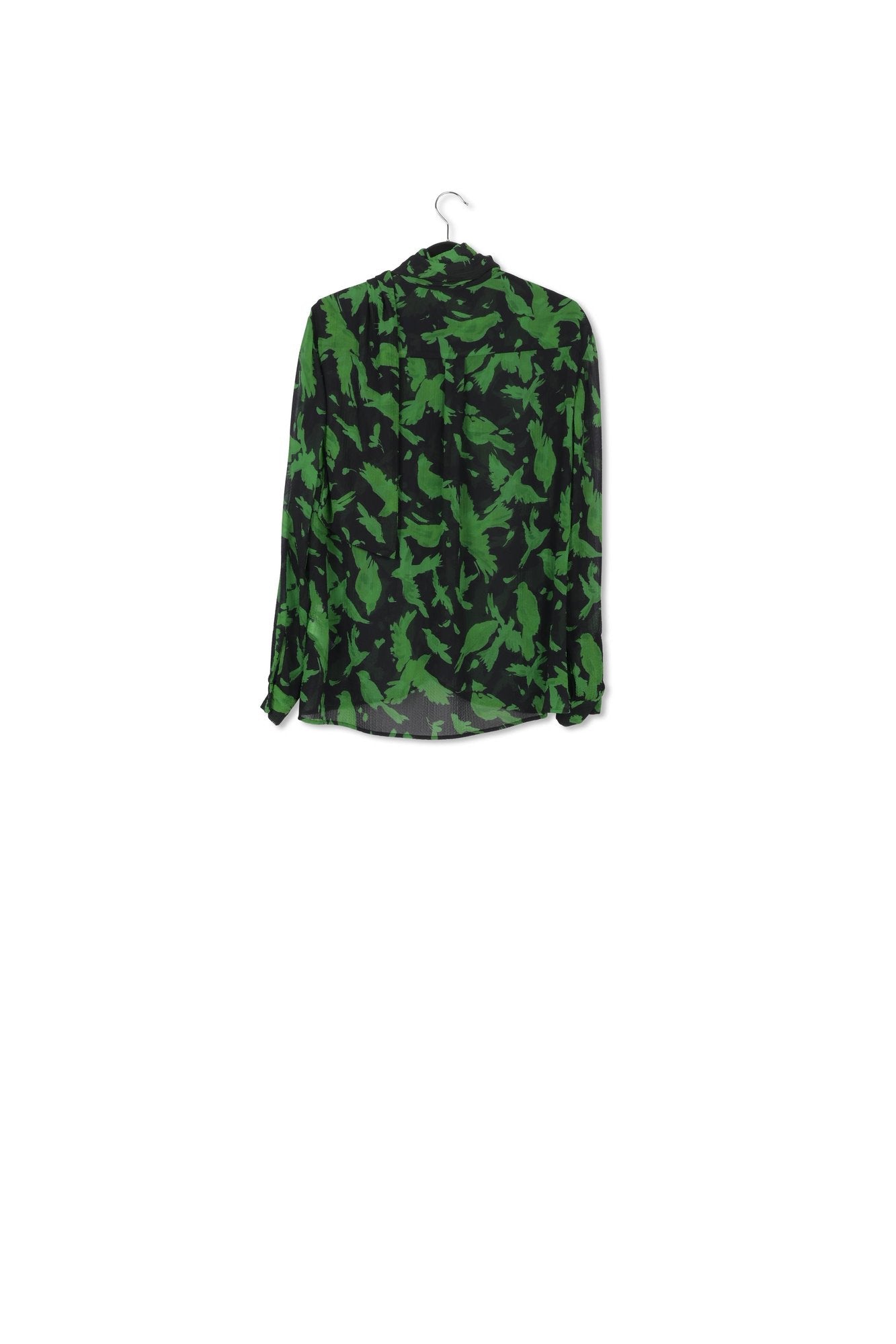 Black and green relaxed-fit shirt with pussy bow RE—SSENTIEL | Essentiel second hand
