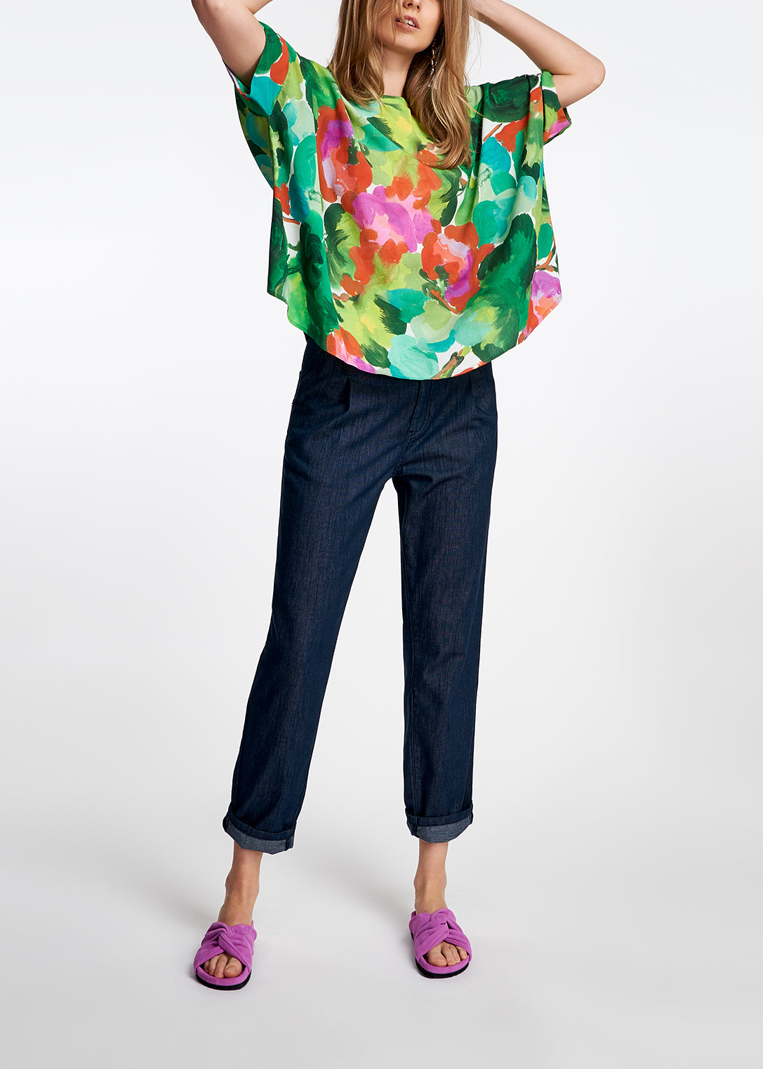 Donkerblauwe jeansbroek met wijde snit RE—SSENTIEL | Essentiel second hand