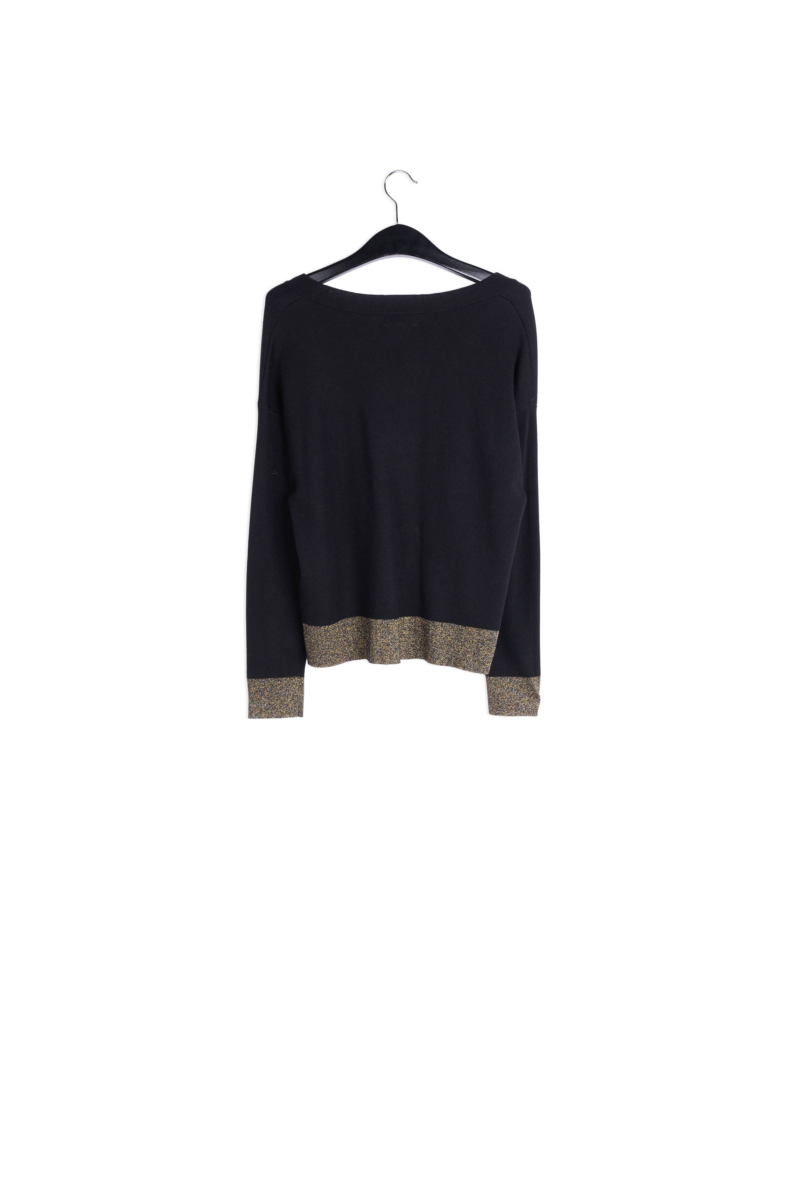 Zwarte en gouden trui met V-hals RE—SSENTIEL | Essentiel second hand