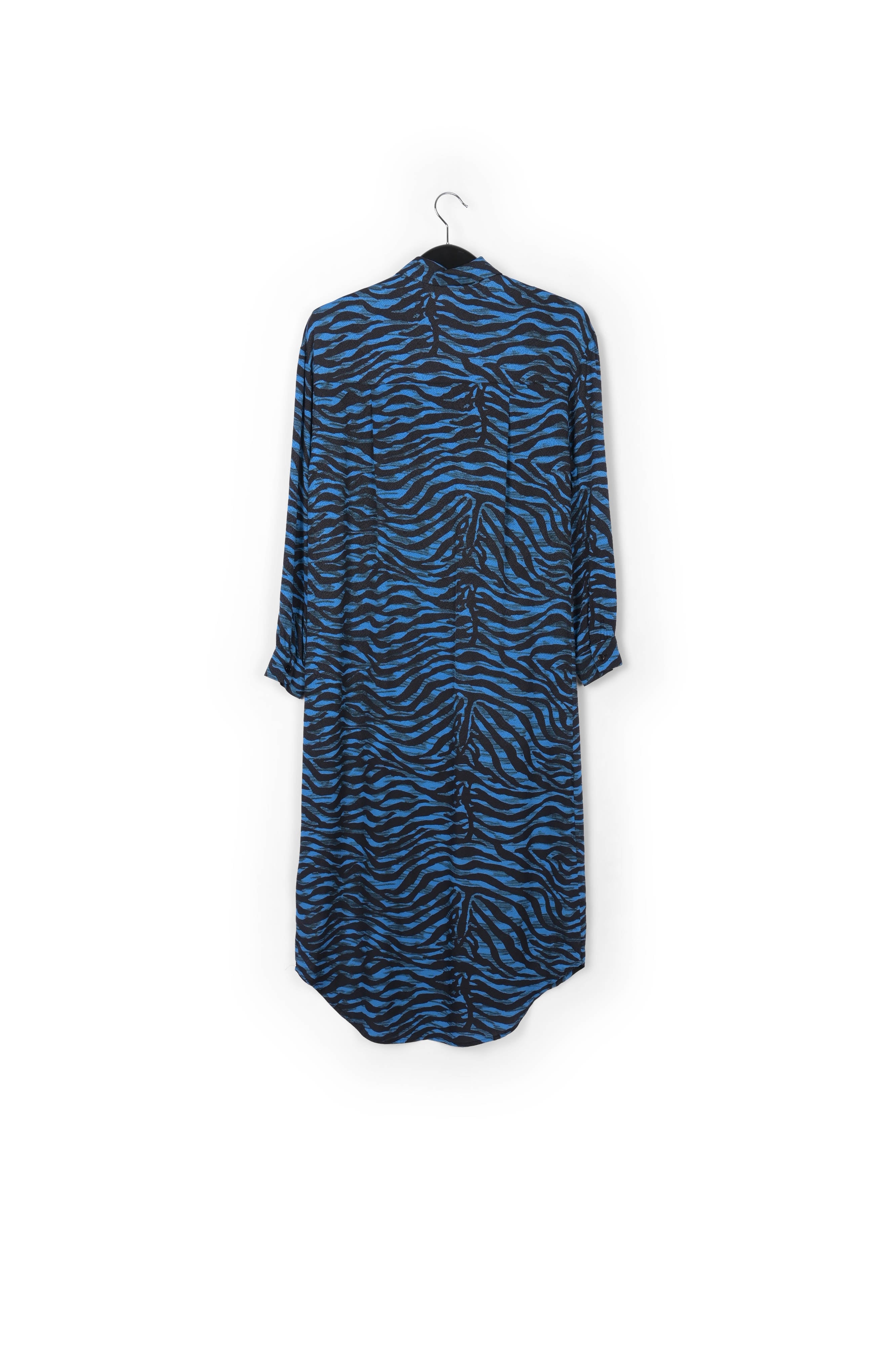 Black and blue zebra print midi shirt dress RE—SSENTIEL | Essentiel second hand