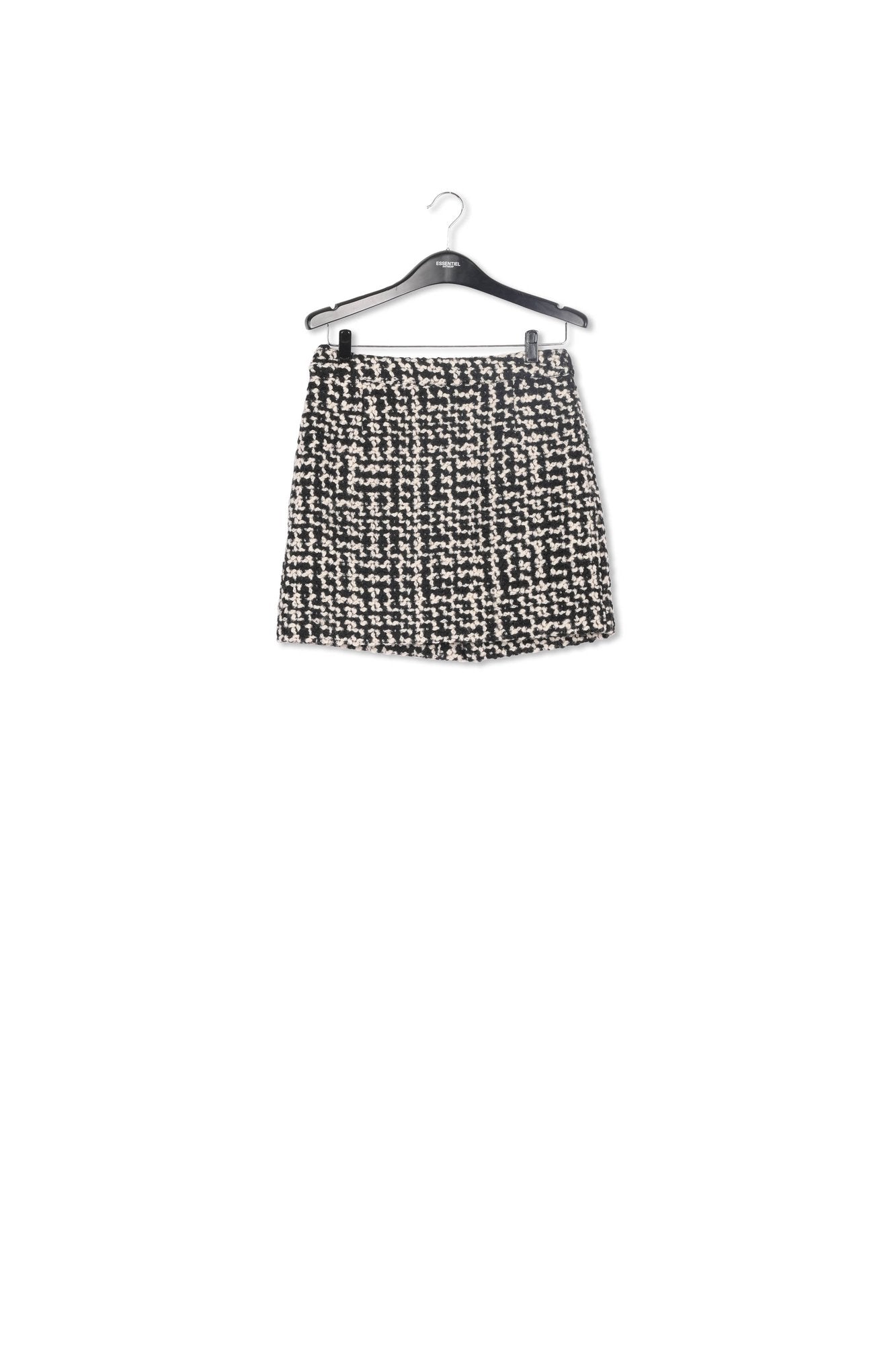 Black and off-white wool-blend tweed mini skirt RE—SSENTIEL | Essentiel second hand