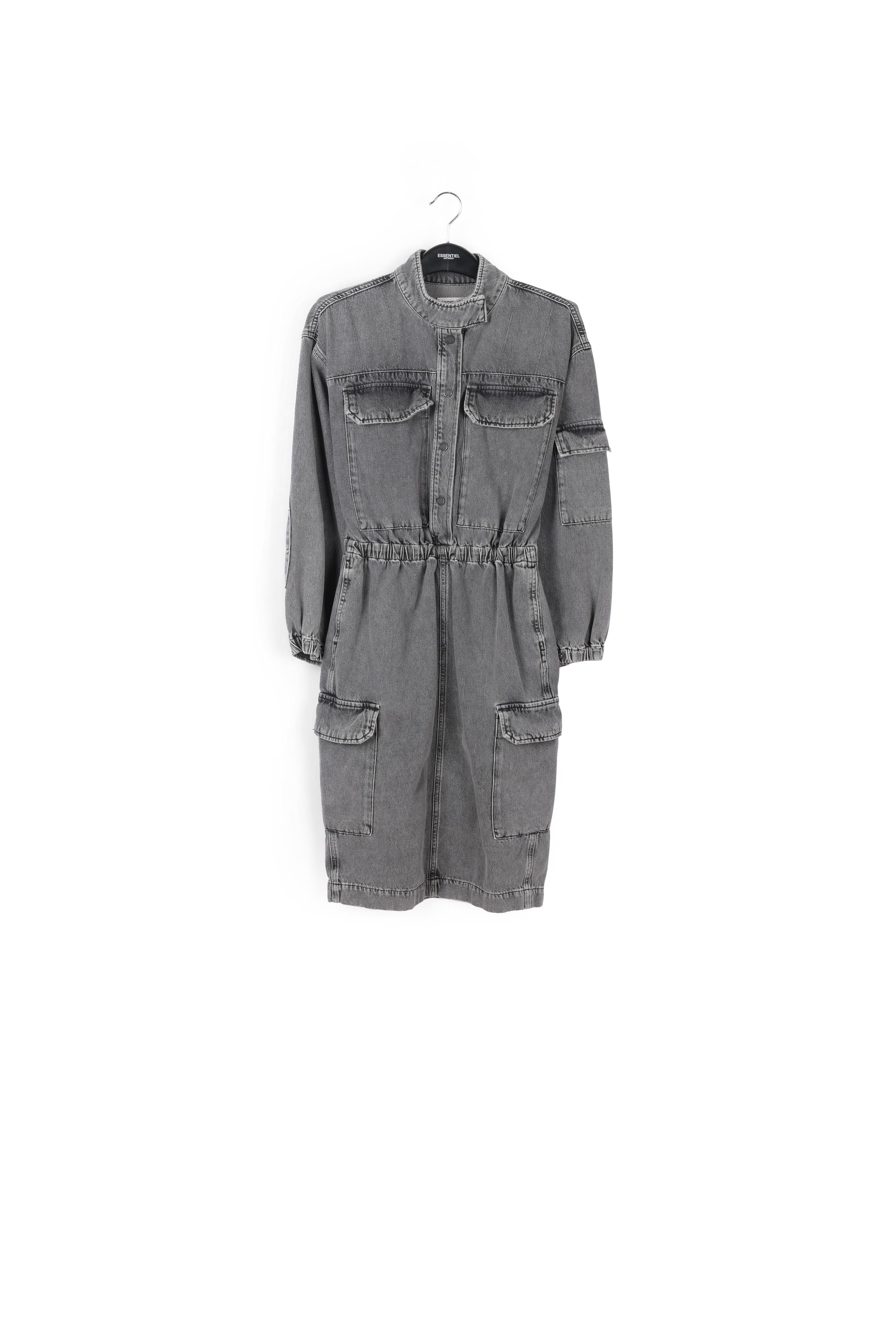 Grey denim knee-length dress RE—SSENTIEL | Essentiel second hand