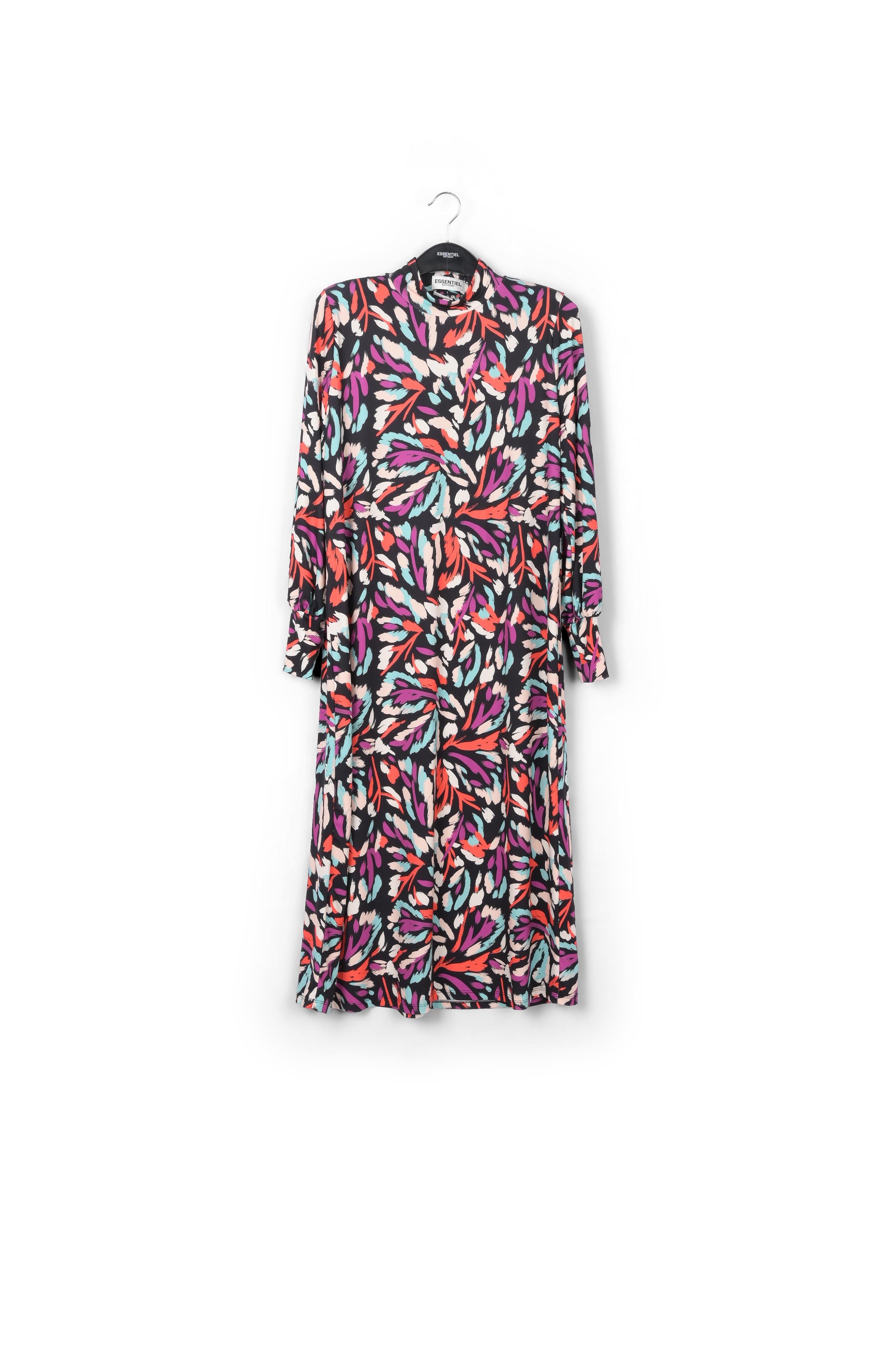 Robe midi en jersey noire, jaune et lilas RE—SSENTIEL | Essentiel second hand