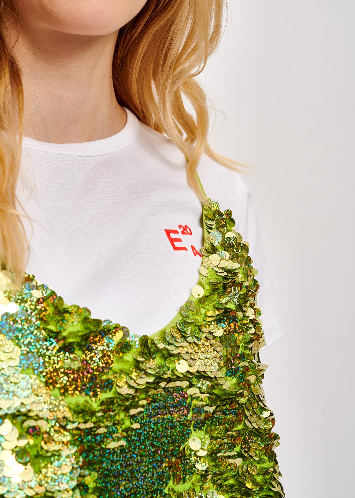 Olive green sequined camisole RE—SSENTIEL | Essentiel second hand