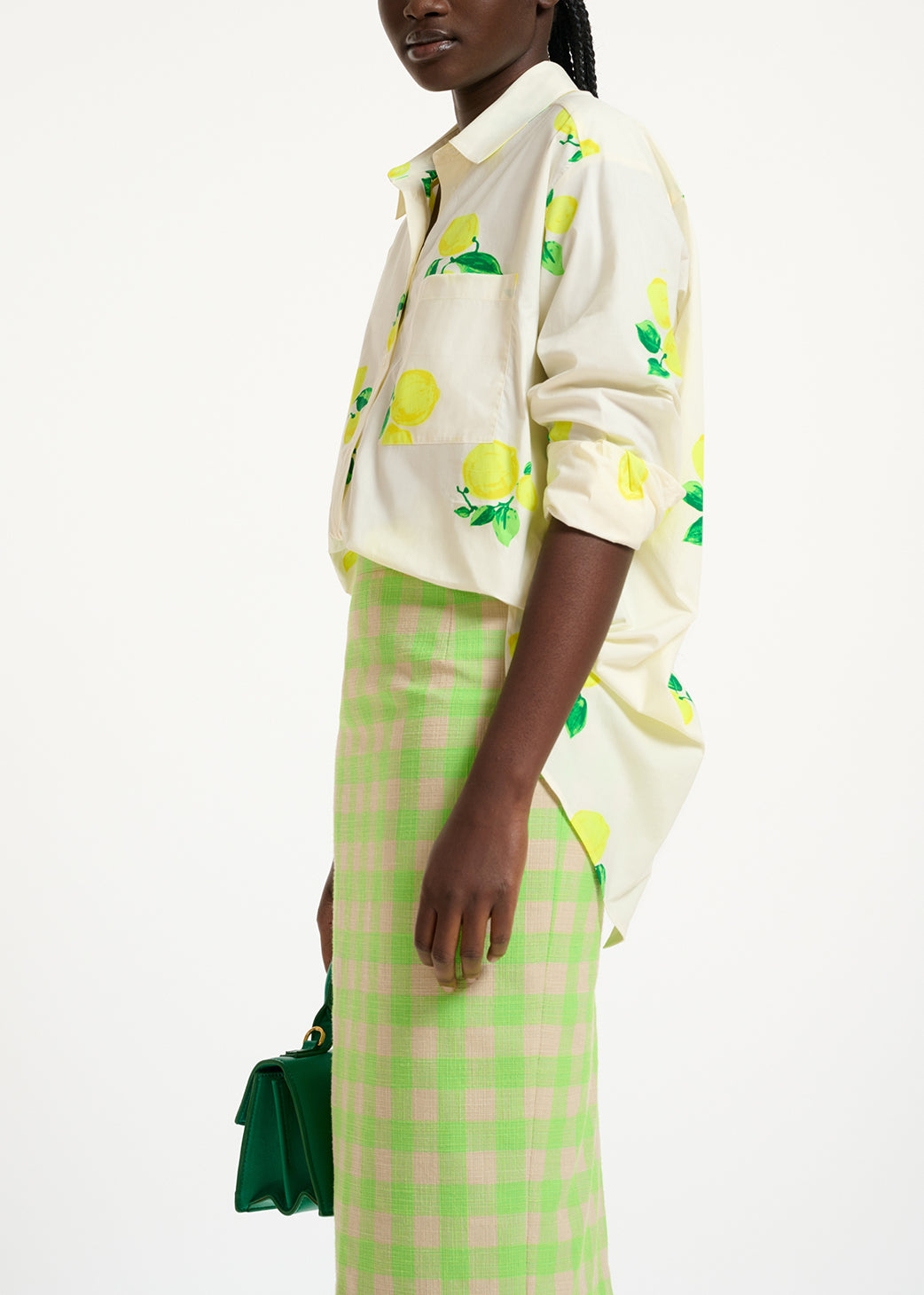 White cotton shirt with lemon print RE—SSENTIEL | Essentiel second hand