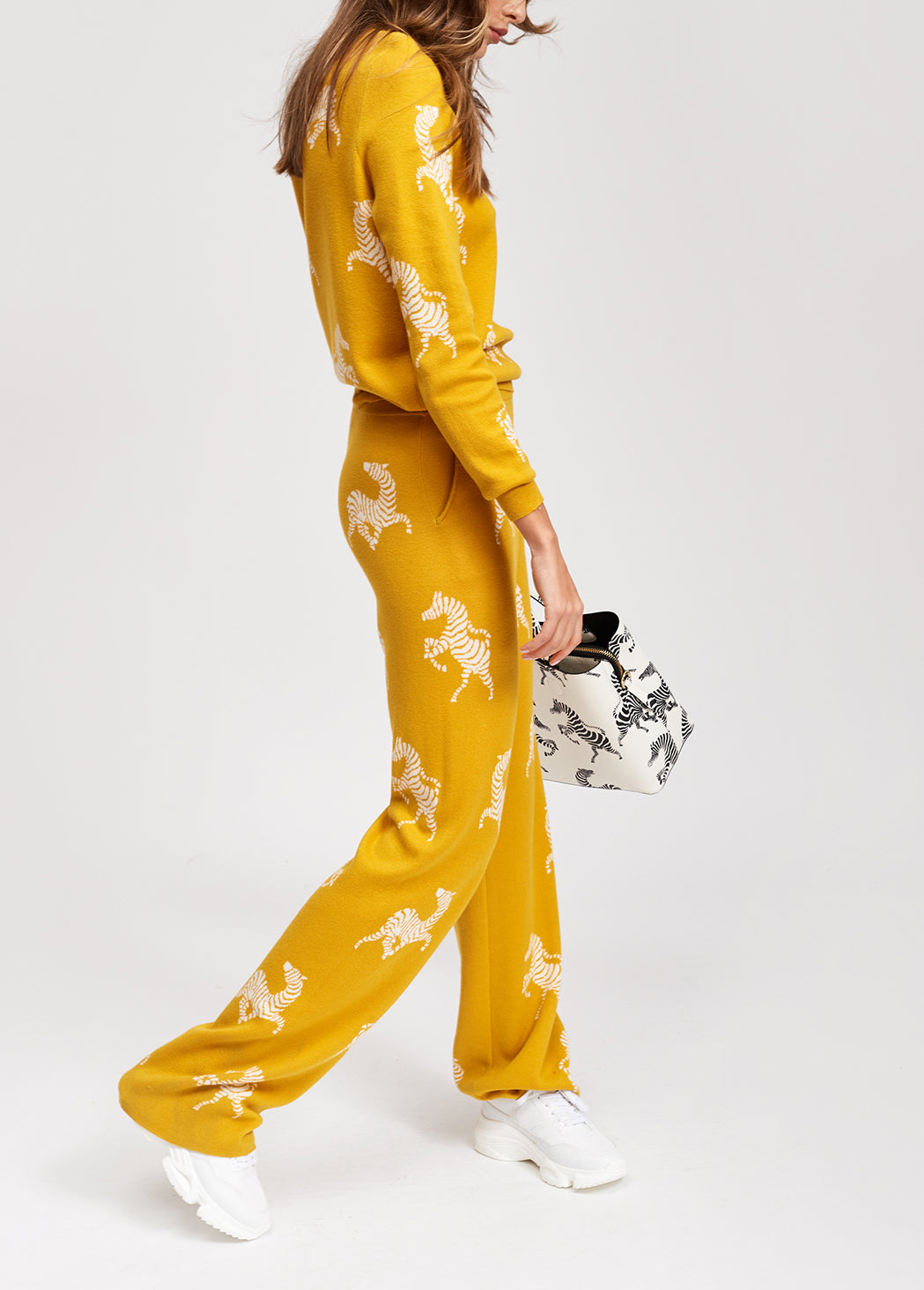 Yellow zebra jacquard pants RE—SSENTIEL | Essentiel second hand