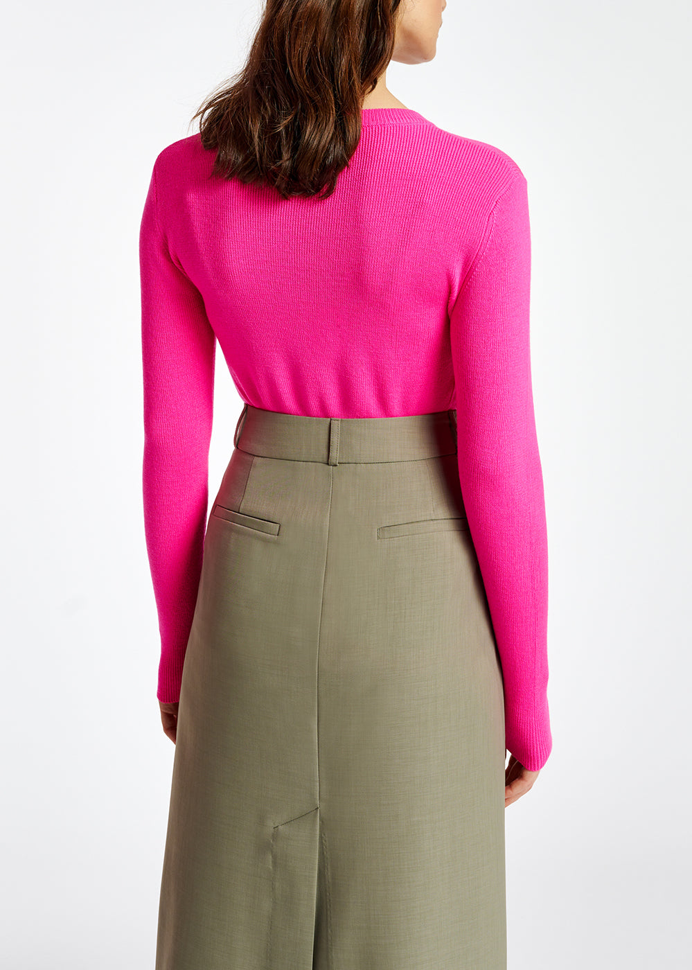 Neonroze ribgebreide trui RE—SSENTIEL | Essentiel second hand